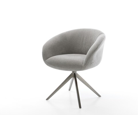 Chaise-pivotante Vinka-Flex avec accoudoirs tissu structuré doux gris pied croisé large grafiete pivotement sur 360° fonction bascule resorts ensachés