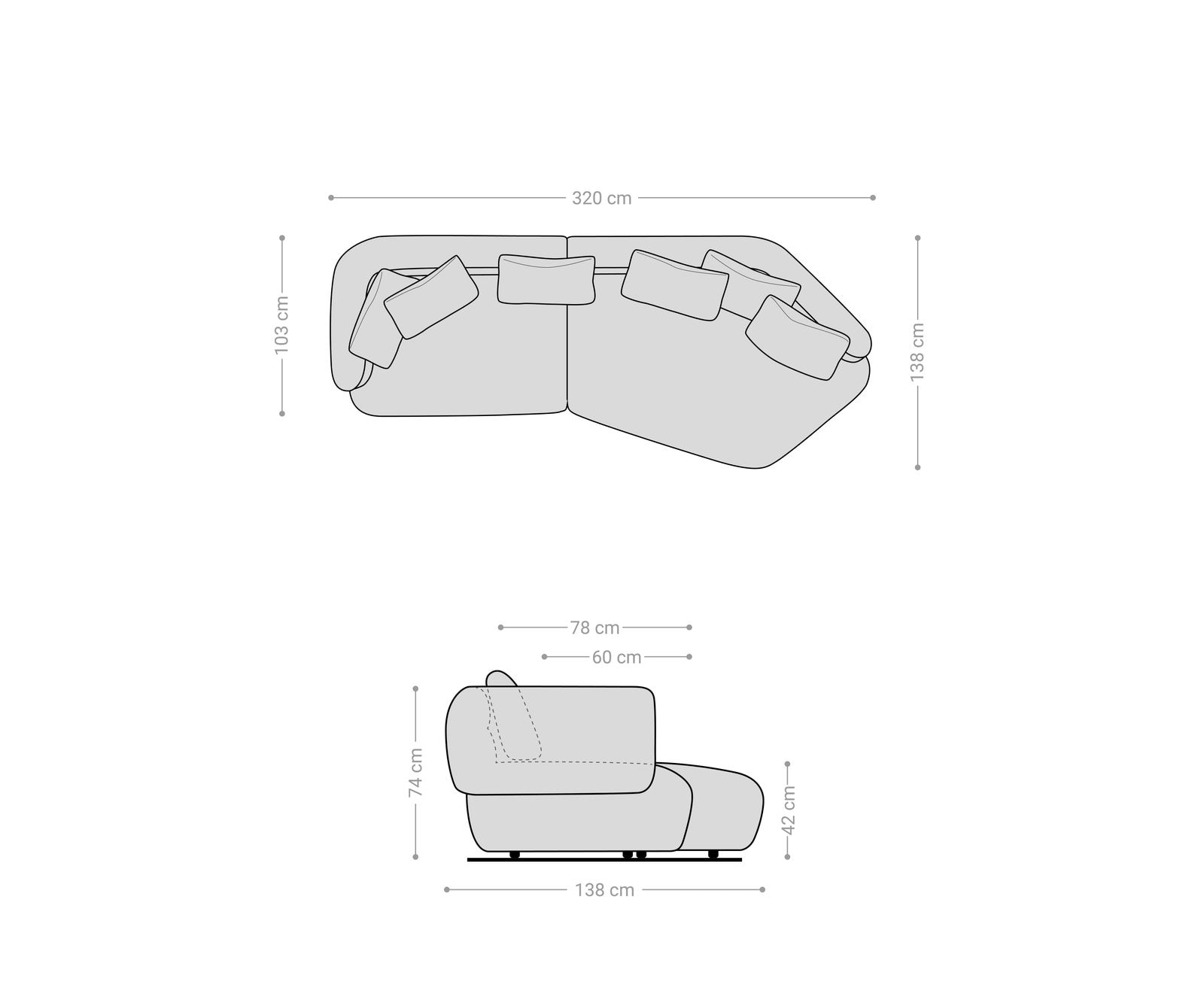 Sofa Roya 320x140 cm Cord Beige 6 Sofa Roya 320x140 cm Cord Beige 6
