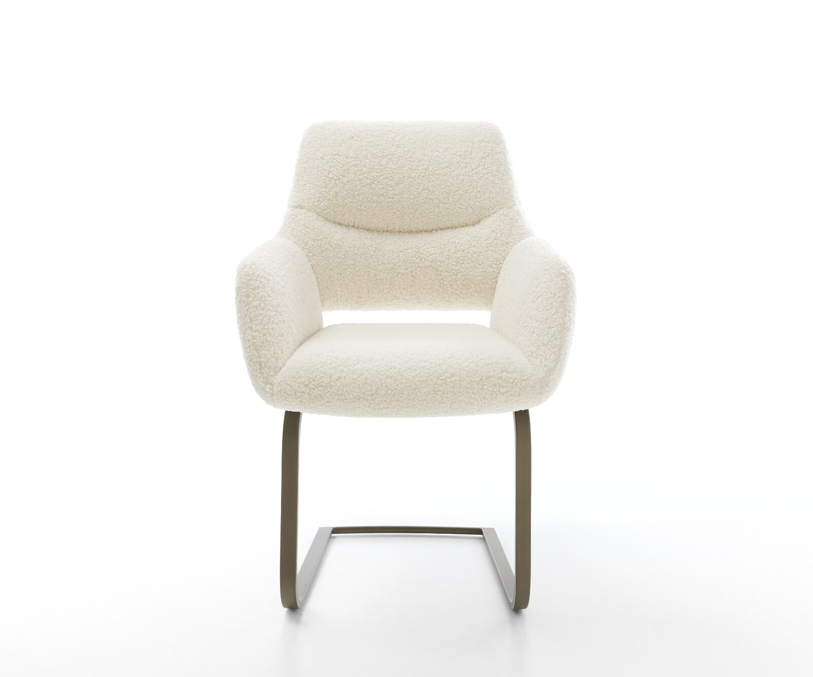 Freischwinger Yago-Flex mit Armlehnen Teddystoff Beige Freischwinger flach Effektfinish Titan Taschenfederkern 1