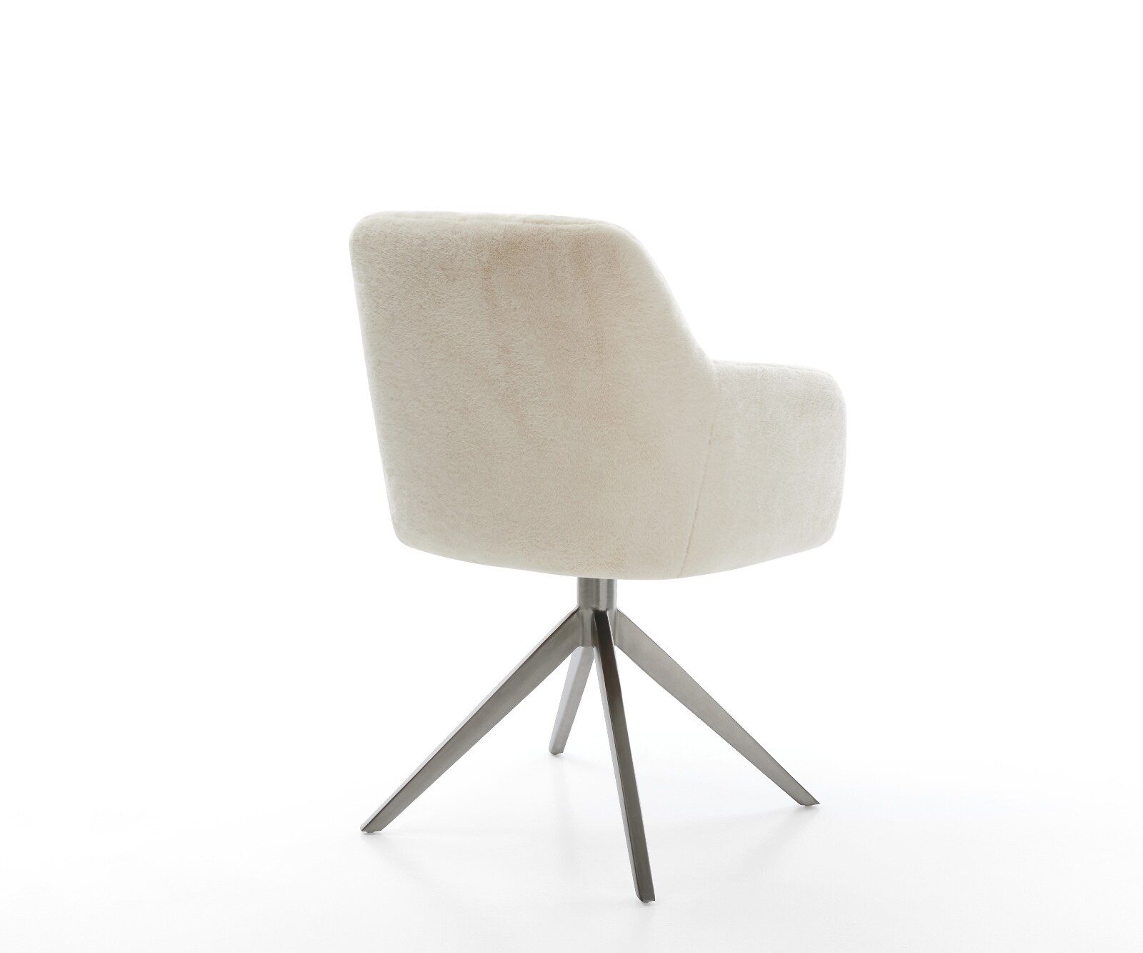 Drehstuhl Greg-Flex Plüsch Creme-Weiß Kreuzgestell breit Graphit 360° drehbar Wippfunktion Taschenfederkern 4