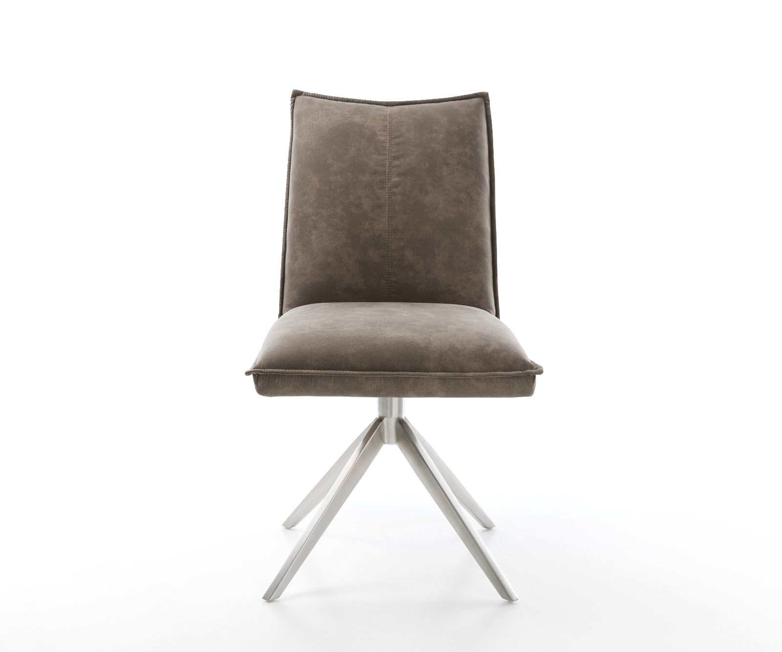 Chaise-pivotante Lelio-Flex microvelours taupe vintage pied croisé large acier inoxydable brossé pivotement sur 360° fonction bascule ressorts ensachés 1