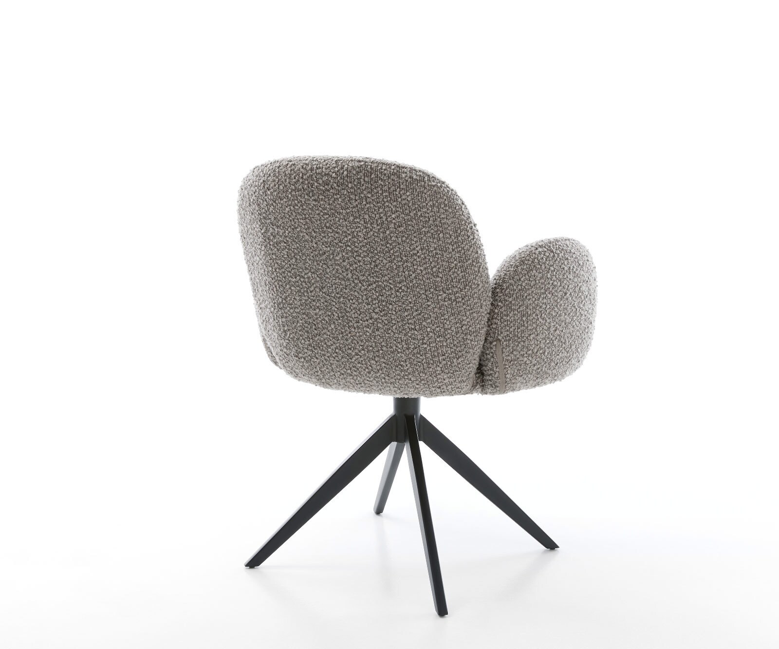 Drehstuhl Nube-Flex mit Armlehnen Bouclé Silbergrau Kreuzgestell breit Schwarz 360° drehbar Taschenfederkern 4