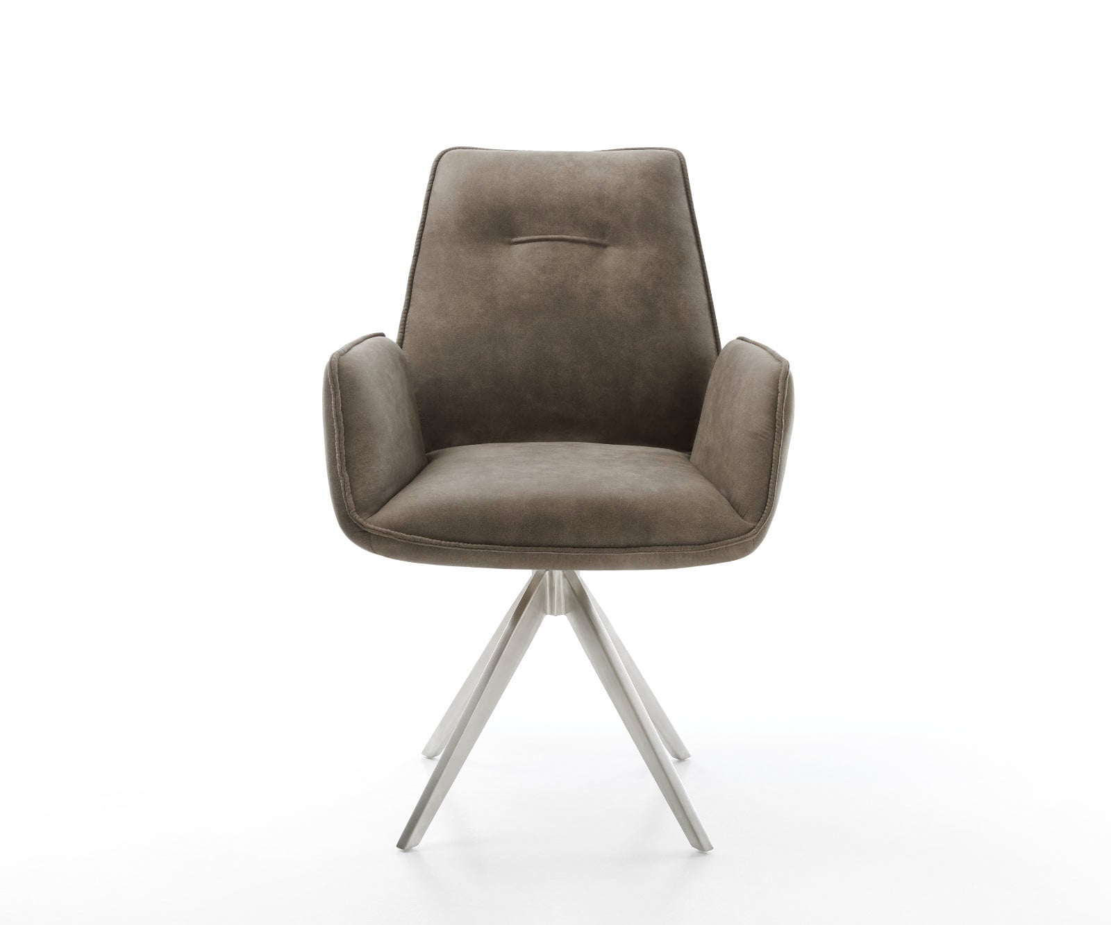 Esszimmerstuhl Zoa-Flex Mikrofaser Taupe Vintage Kreuzgestell kantig Edelstahl Taschenfederkern 1 Esszimmerstuhl Zoa-Flex Mikrofaser Taupe Vintage Kreuzgestell kantig Edelstahl Taschenfederkern 1
