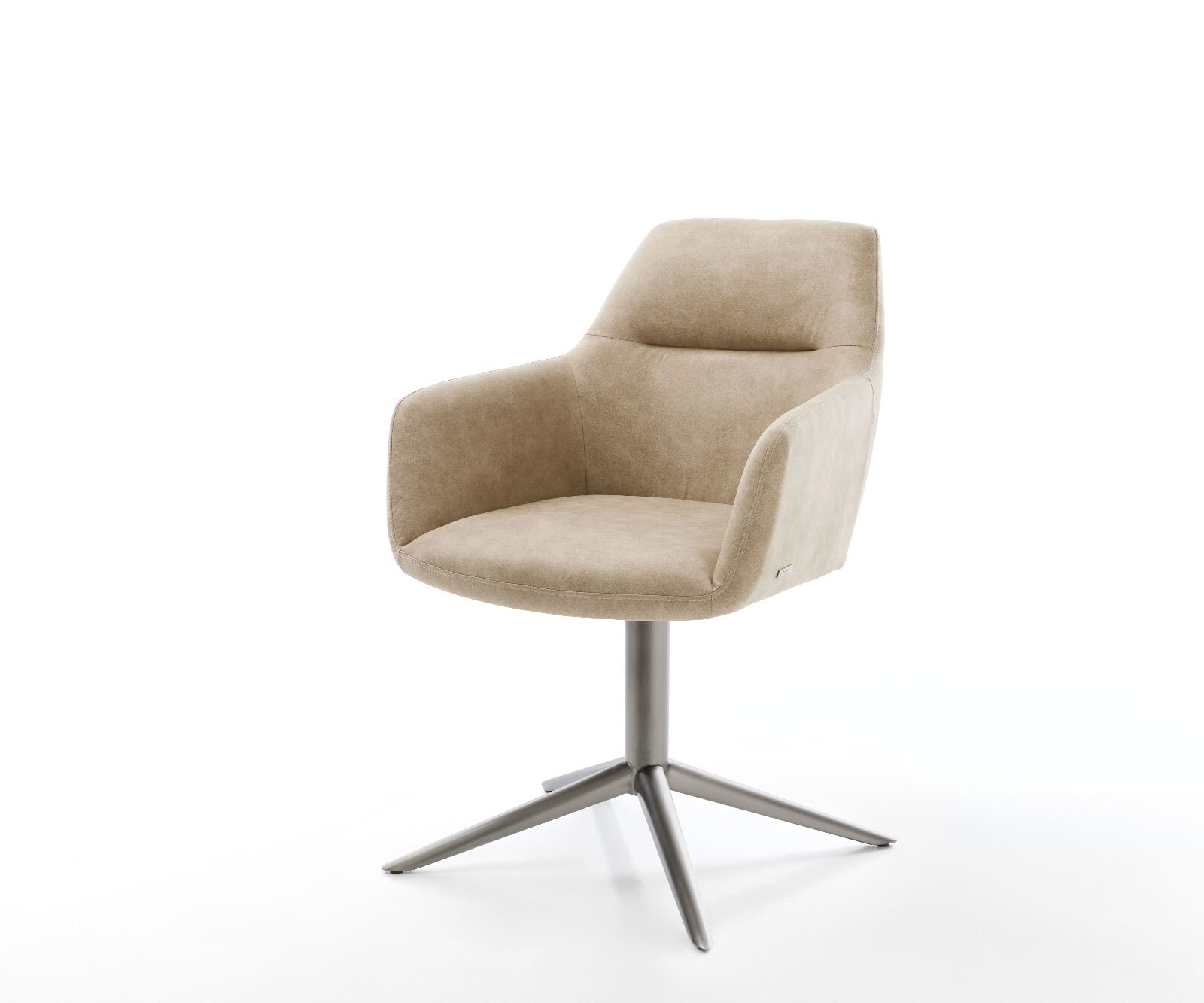 Chaise-pivotante Pejo-Flex microvelours beige vintage pied de chaise 4 branches grafiete pivotement sur 360° fonction bascule ressorts ensachés 1