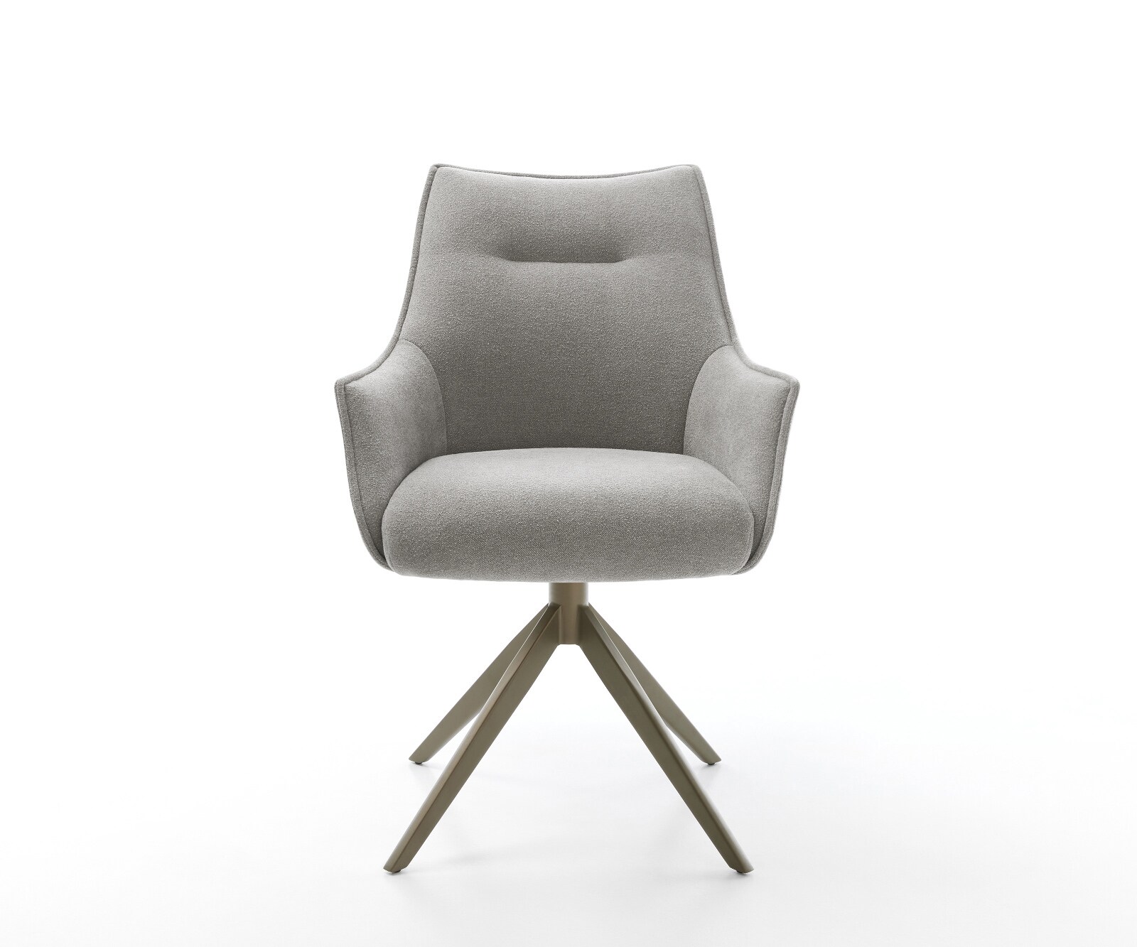 Drehstuhl Alja-Flex mit Armlehnen Strukturstoff Soft Grau Kreuzgestell breit Effektfinish Titan 360° drehbar Wippfunktion Taschenfederkern 1