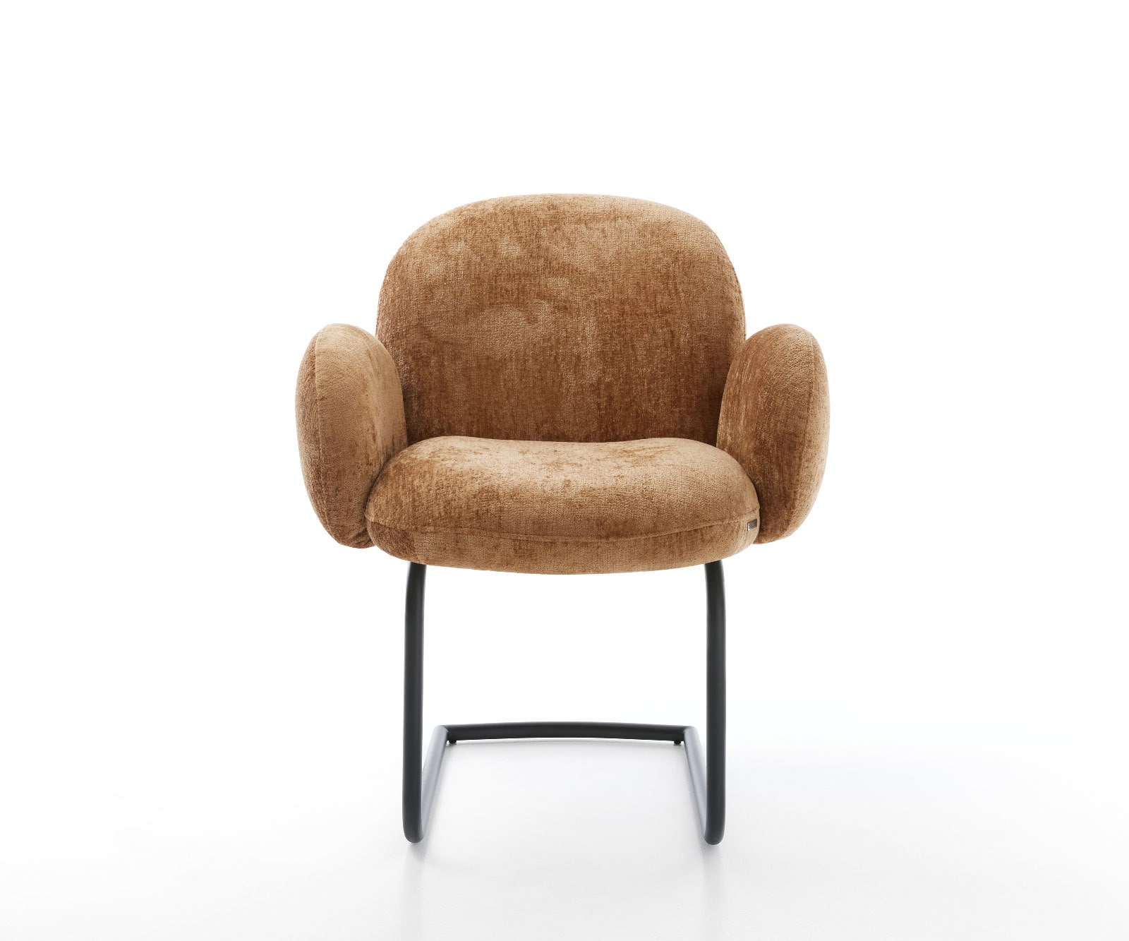 Cantilever Nube-Flex avec accoudoirs chenille rouille pied cantilever rond noir ressorts ensachés 2