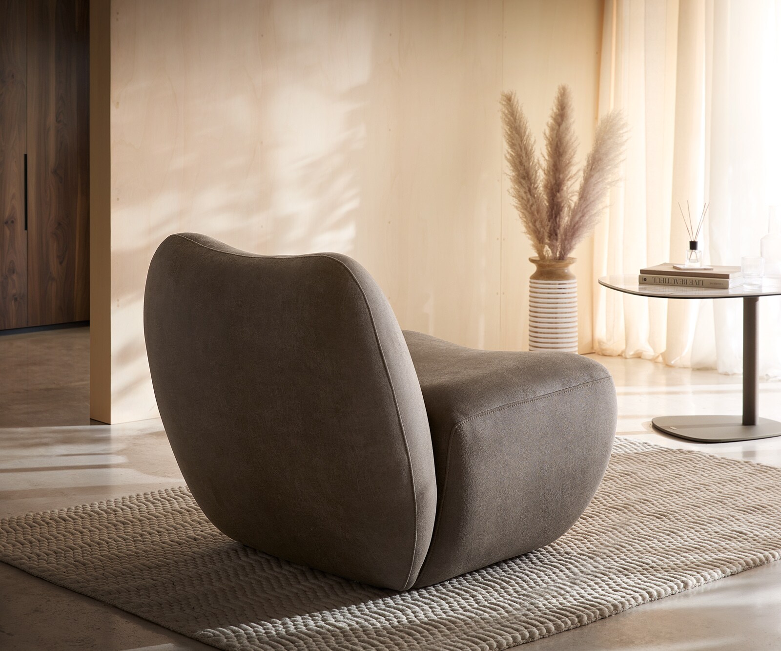 Fauteuil-lounge Zena 75 x 85 cm taupe vintage 3