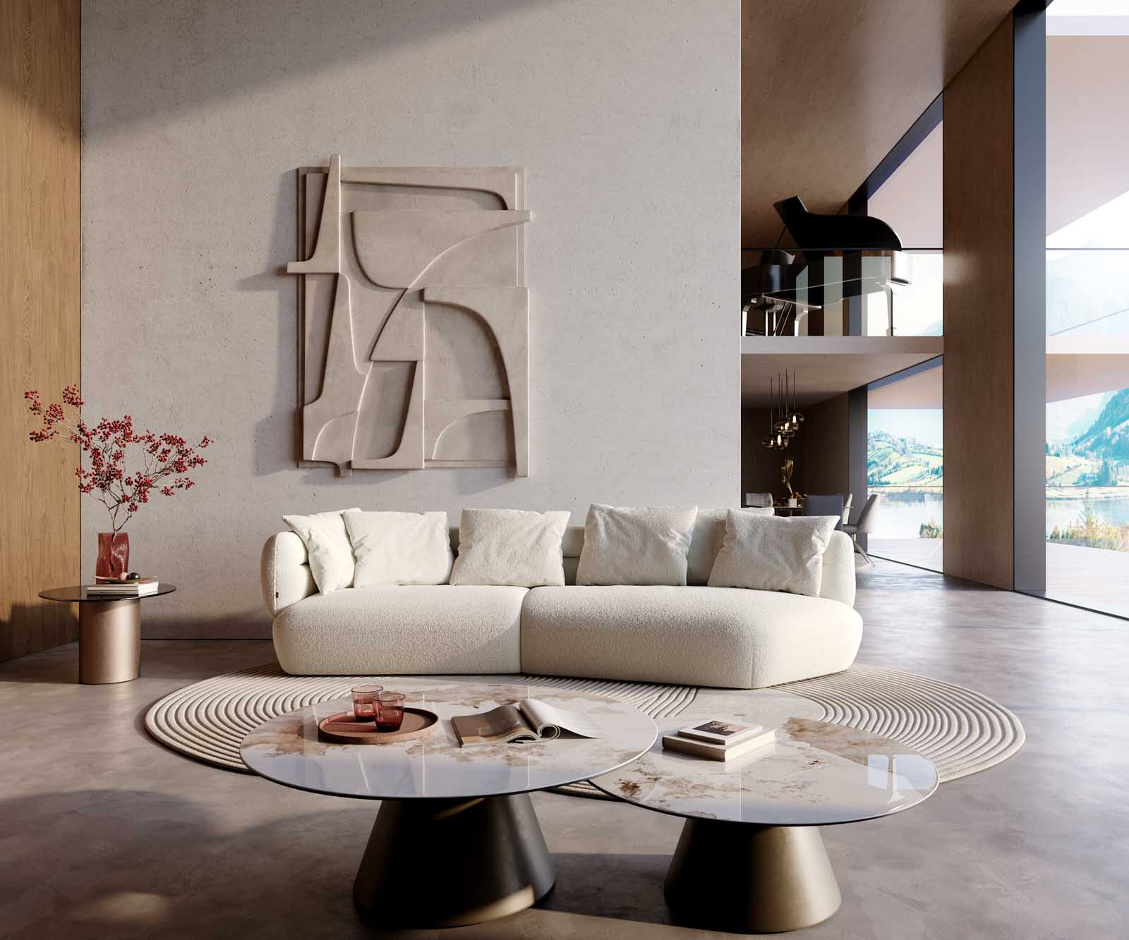 Sofa Roya 320x140 cm Bouclé Creme-Weiß 2