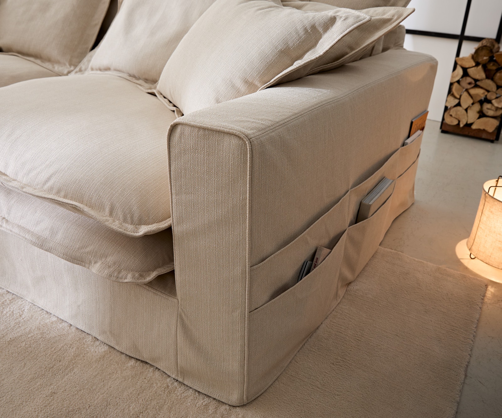 Canapé Noelia 240x145 cm couleur ivoire avec coussin canapé avec housse 4 Canapé Noelia 240x145 cm couleur ivoire avec coussin canapé avec housse 4