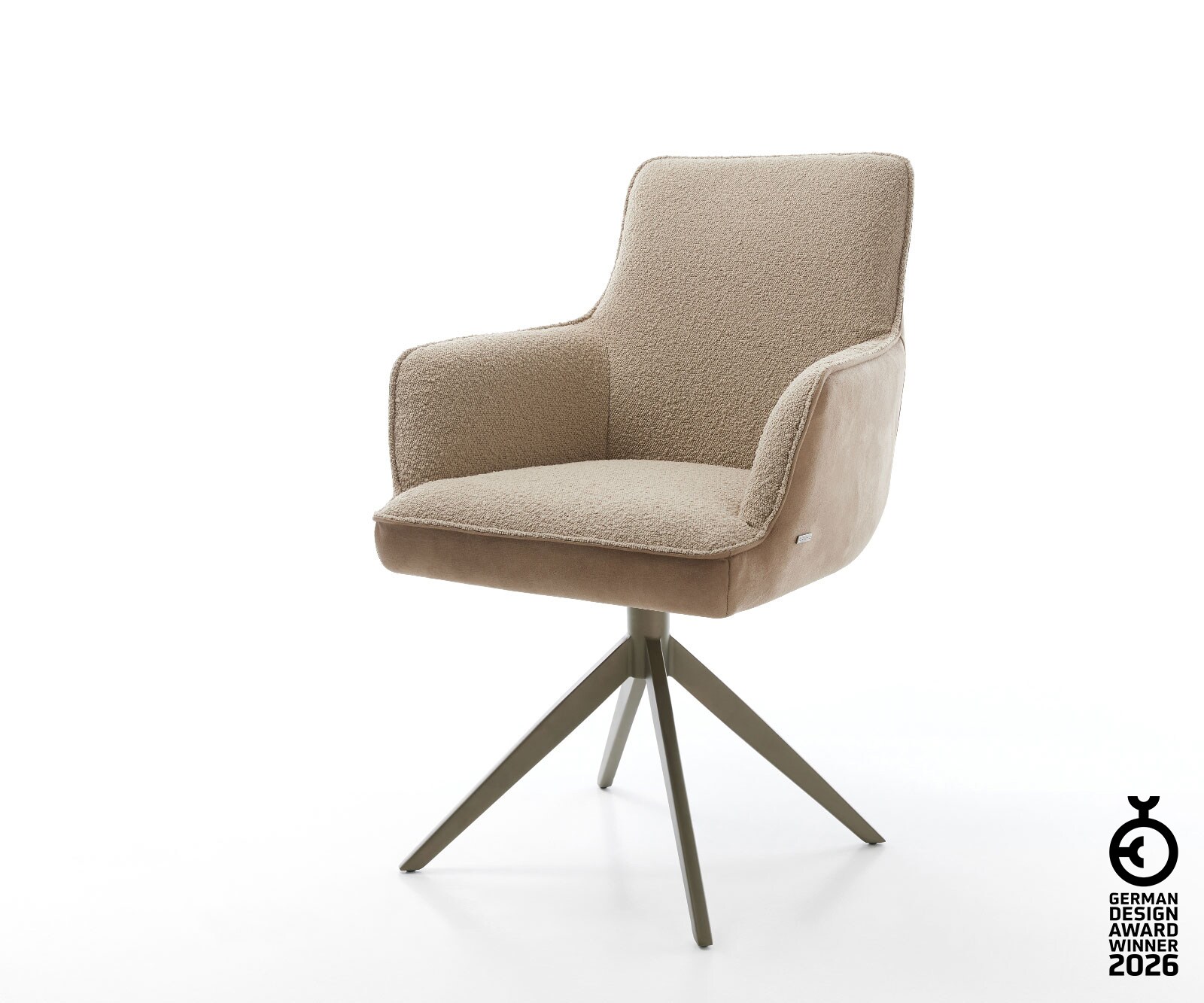 Drehstuhl Heira-Flex mit Armlehnen Materialmix Schlamm Kreuzgestell breit Effektfinish Titan 360° drehbar Wippfunktion Taschenfederkern