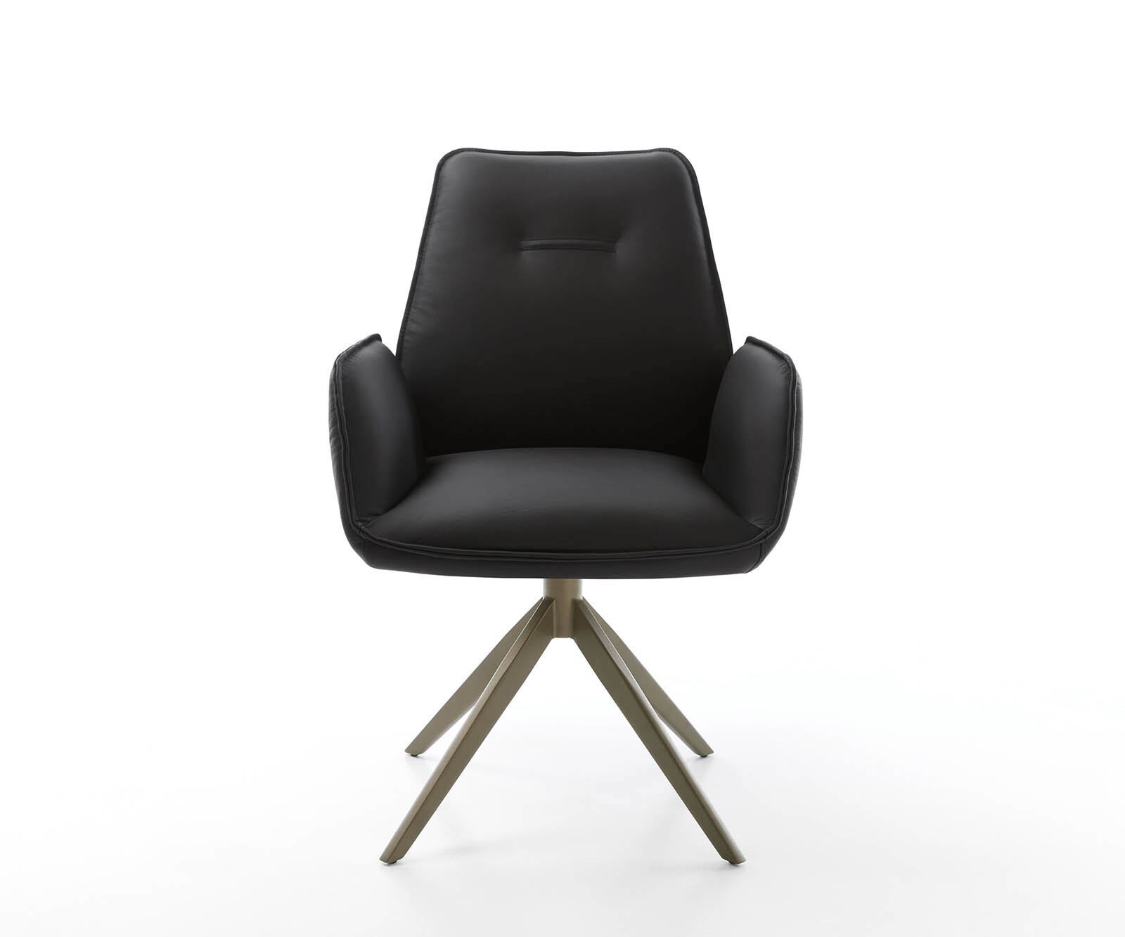 Drehstuhl Zoa-Flex Echt-Leder Schwarz Kreuzgestell breit Effektfinish Titan 360° drehbar Taschenfederkern 1
