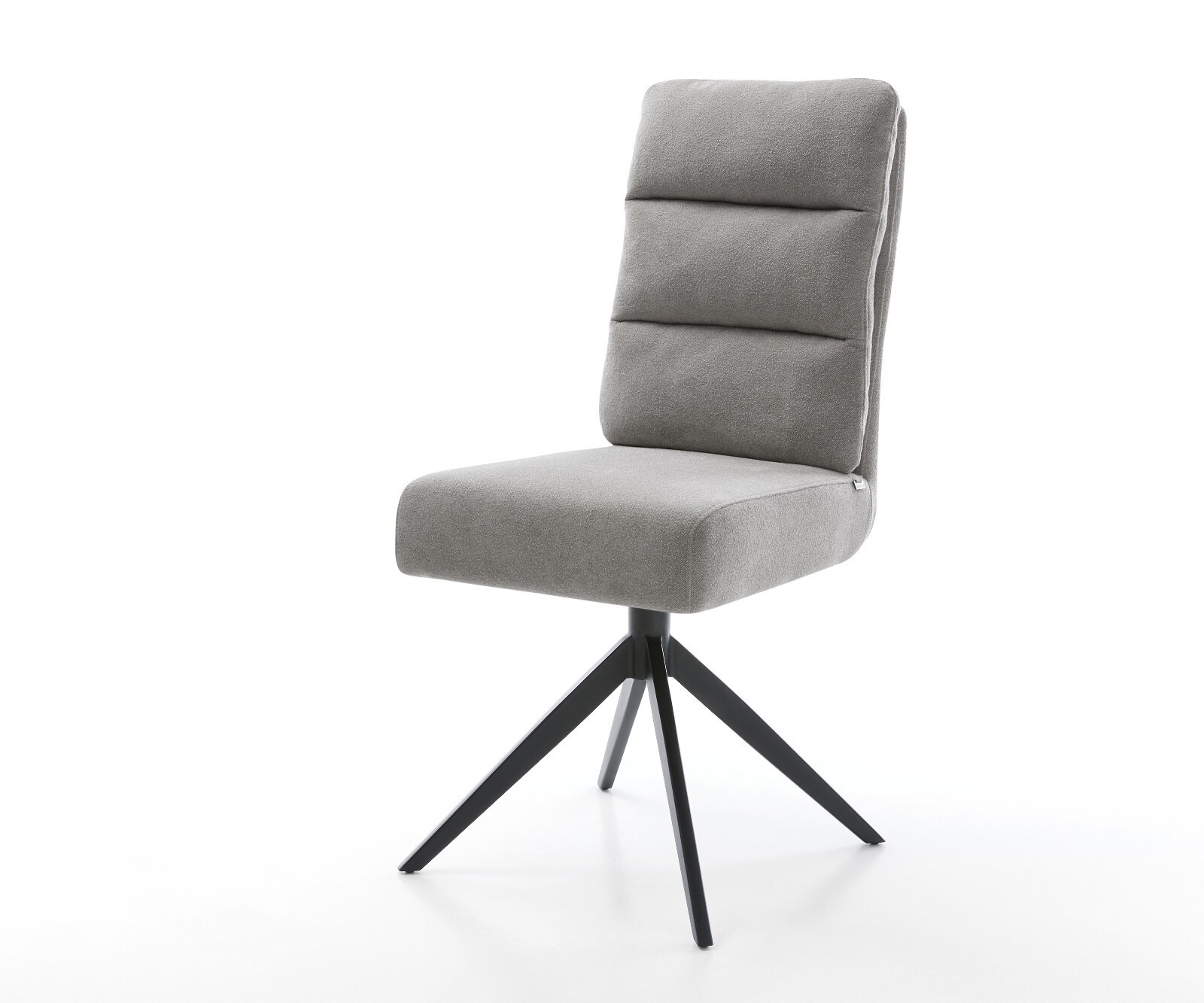 Drehstuhl Pela-Flex Strukturstoff Soft Grau Kreuzgestell breit Schwarz 360° drehbar Wippfunktion Taschenfederkern