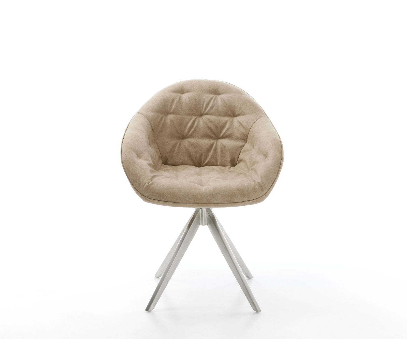 Chaise-de-salle-à-manger Gaio-Flex microvelours beige vintage pied croisé angulaire acier inoxydable brossé 1 Chaise-de-salle-à-manger Gaio-Flex microvelours beige vintage pied croisé angulaire acier inoxydable brossé 1