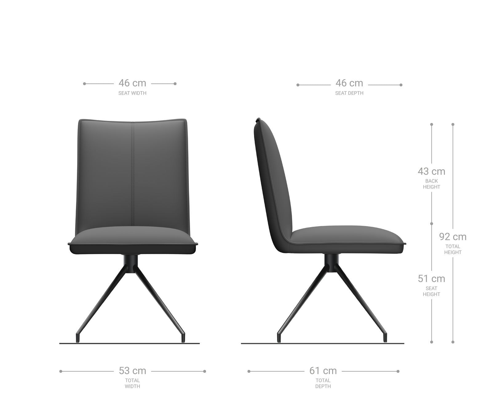 Chaise-de-salle-à-manger Lelio-Flex cuir de vache noir pied croisé conique acier inoxydable brossé ressorts ensachés 5 Chaise-de-salle-à-manger Lelio-Flex cuir de vache noir pied croisé conique acier inoxydable brossé ressorts ensachés 5