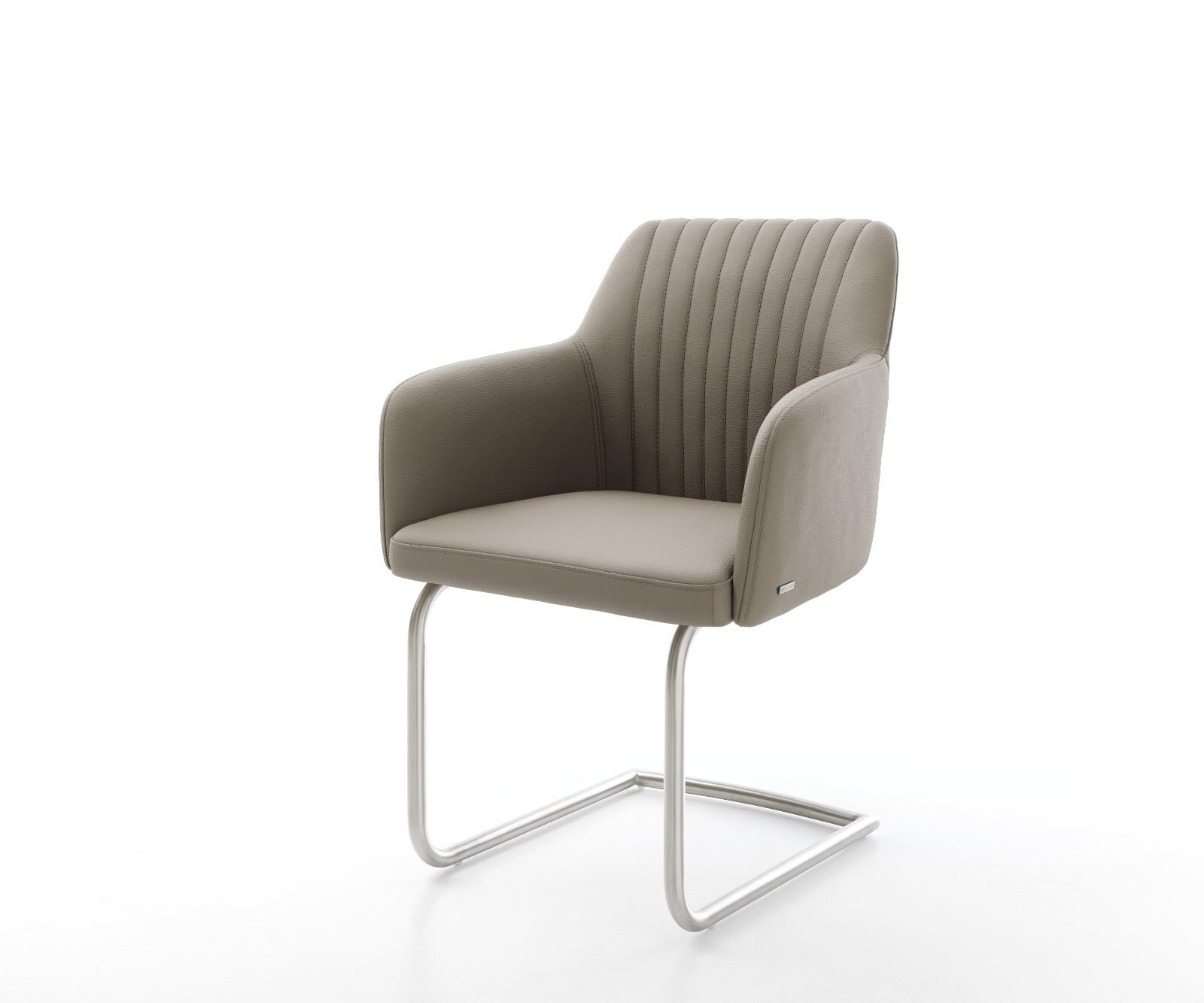 Cantilever Greg-Flex cuir de vache couleur boue pied cantilever rond acier inoxydable brossé ressorts ensachés