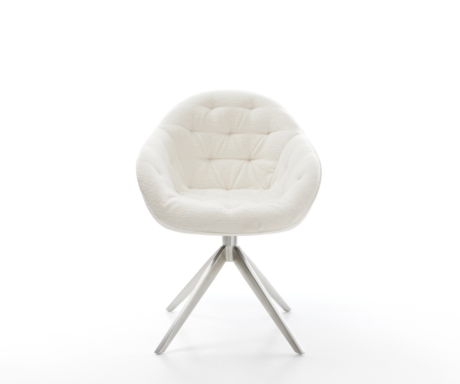 Chaise-pivotante Gaio-Flex bouclé doux beige pied croisé large acier inoxydable pivotement sur 360° fonction bascule 2