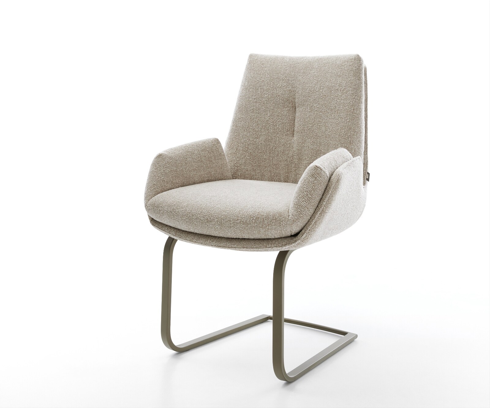 Cantilever Clea-Flex tissu tissé doux beige pied cantilever plat aspect titane 1