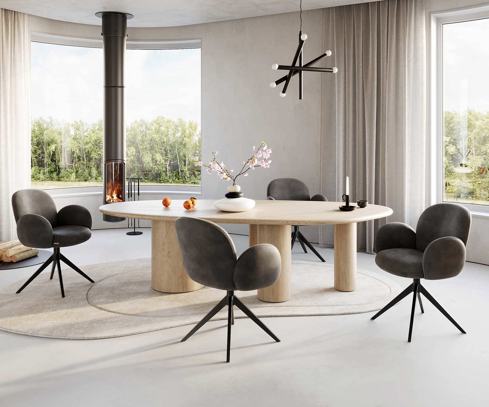 Drehstuhl Nube-Flex mit Armlehnen Mikrofaser Anthrazit Vintage Kreuzgestell breit Schwarz 360° drehbar Taschenfederkern 3 Drehstuhl Nube-Flex mit Armlehnen Mikrofaser Anthrazit Vintage Kreuzgestell breit Schwarz 360° drehbar Taschenfederkern 3