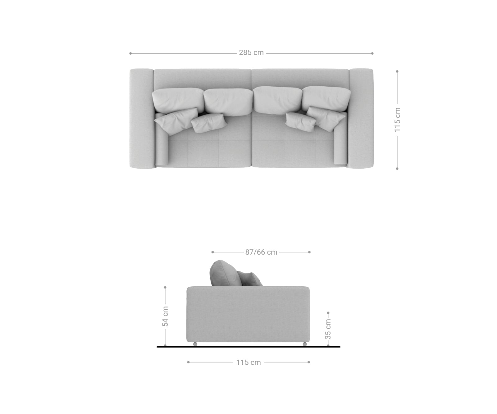 Big-Sofa Marbeya 285x115 cm Anthrazit Antik Optik 10 Kissen 6 Big-Sofa Marbeya 285x115 cm Anthrazit Antik Optik 10 Kissen 6