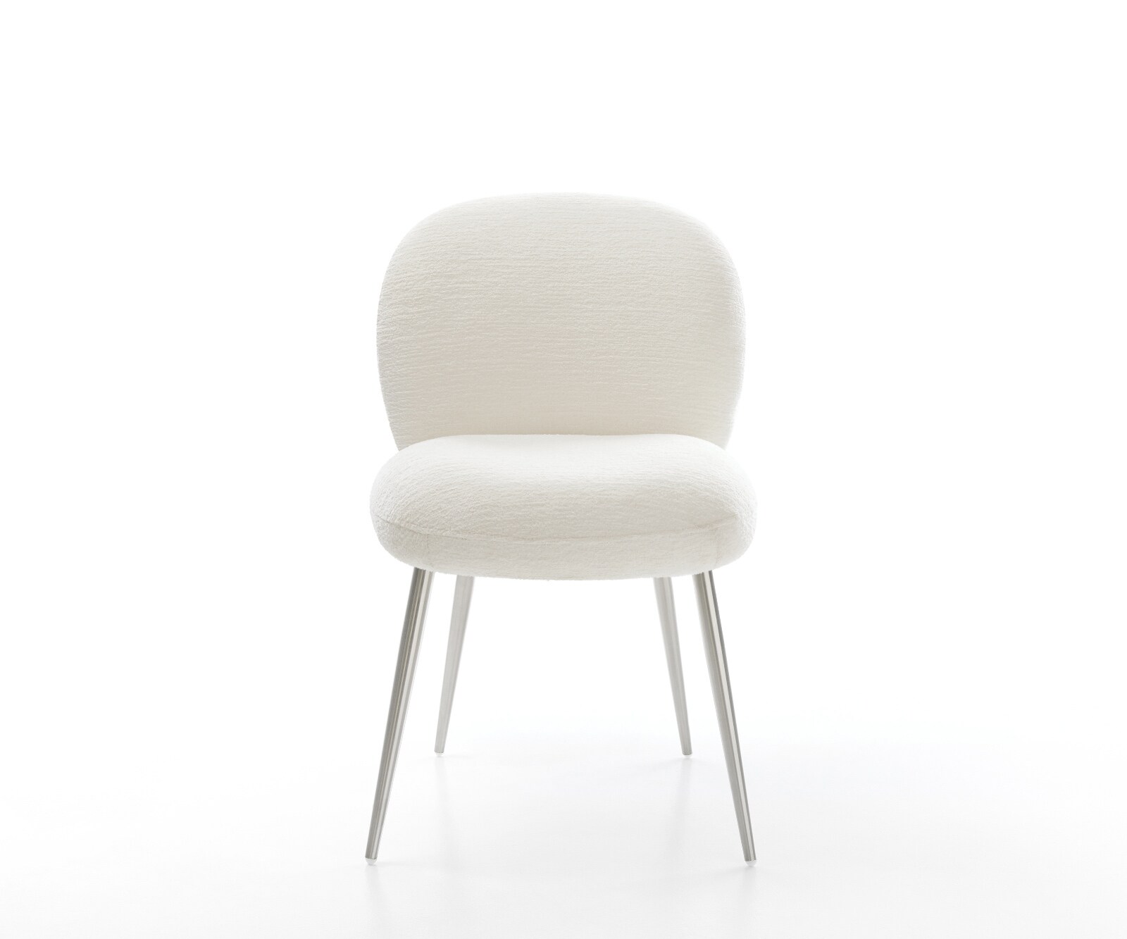 Esszimmerstuhl Nube-Flex Bouclé Soft Beige 4-Fuß konisch Edelstahl Taschenfederkern 1