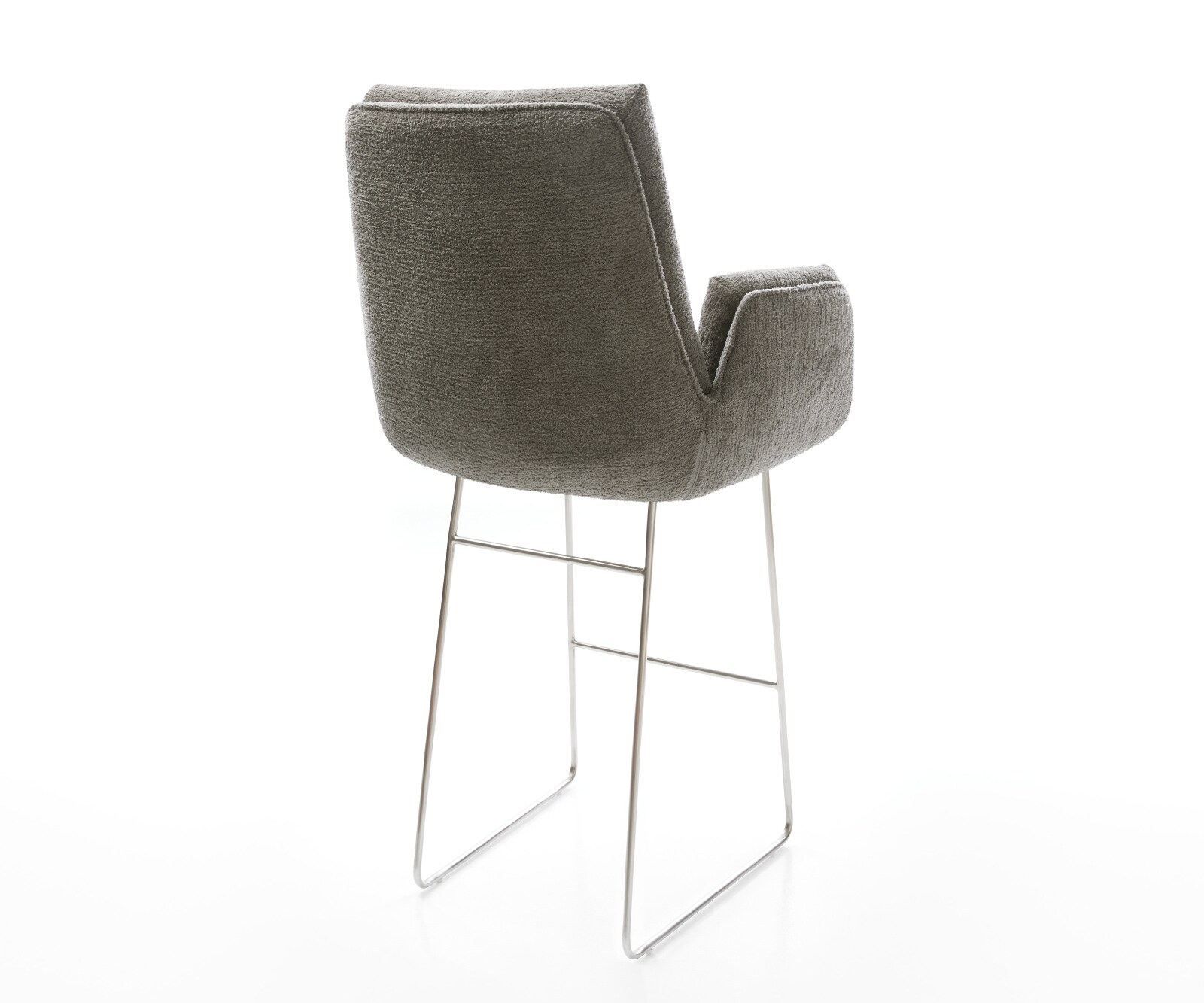 Barstuhl Clea-Flex Bouclé Soft Schlamm Kufengestell Edelstahl Silberfarben 4