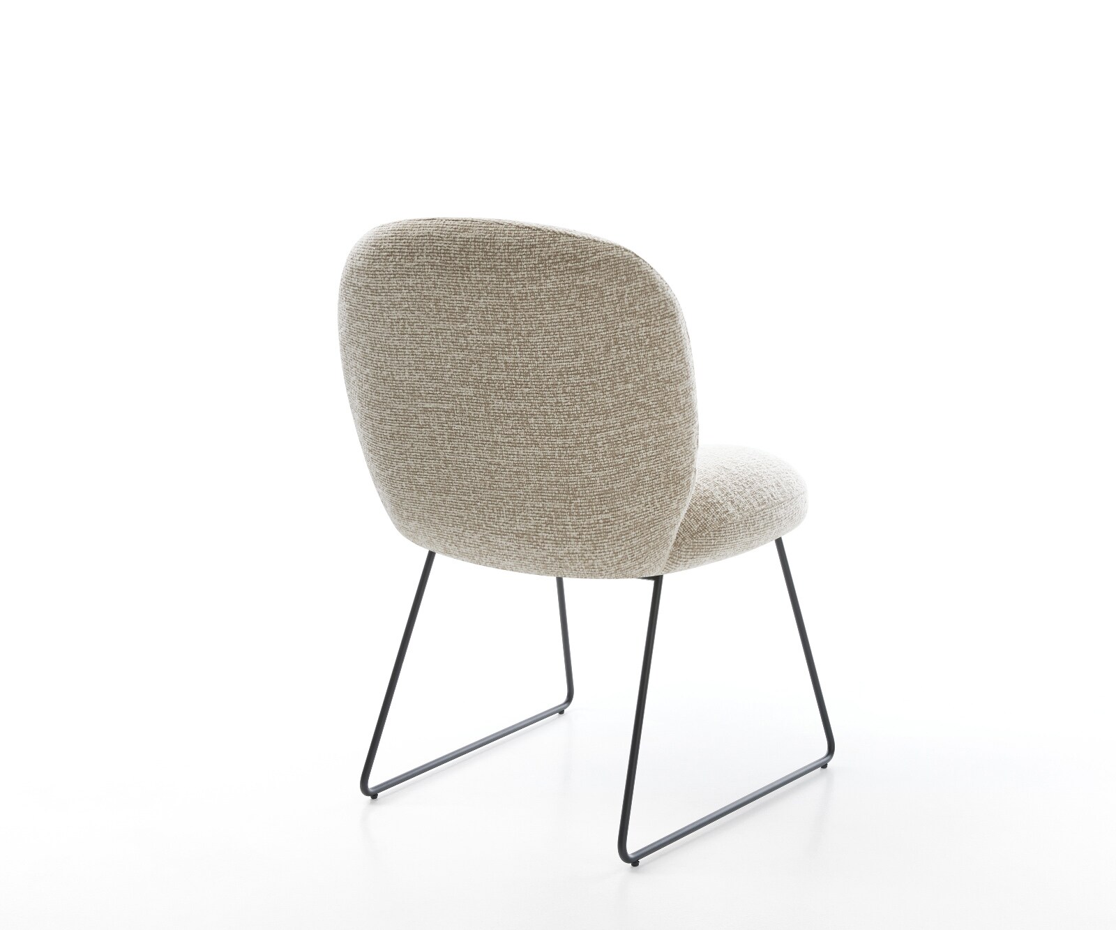 Chaise-de-salle-à-manger Nube-Flex tissu tissé doux beige pied trapèze noir resorts ensachés 5