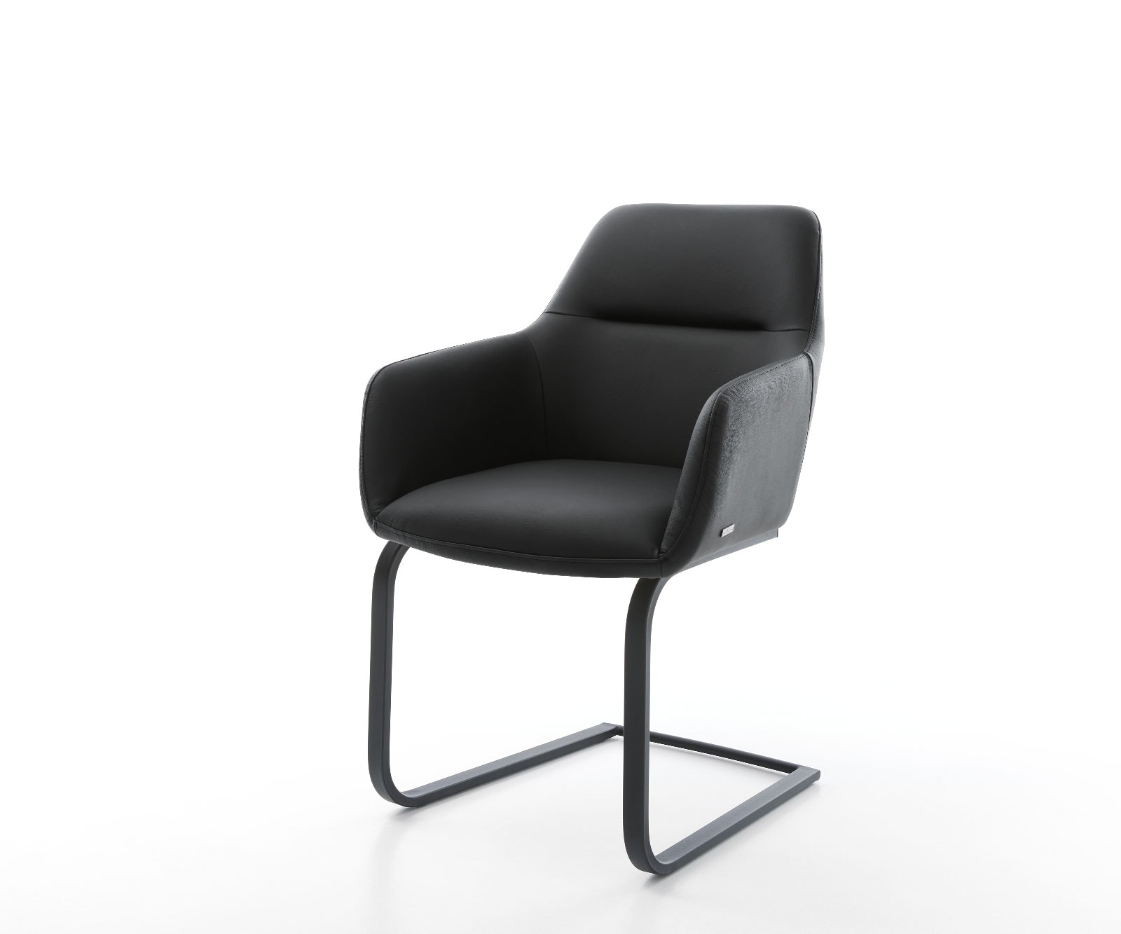 Schwingstuhl Pejo-Flex Echt-Leder Schwarz Freischwinger flach Schwarz