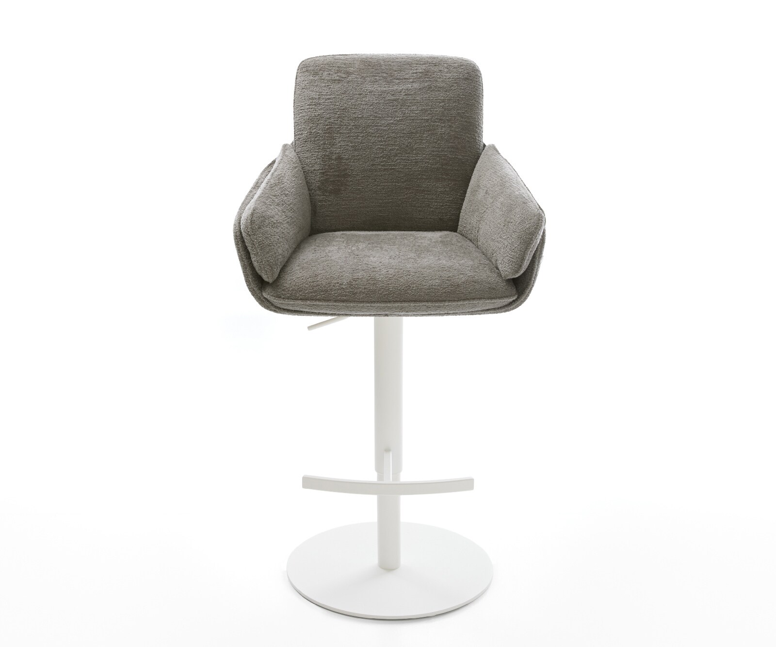 Barstuhl Luan-Flex Bouclé Soft Schlamm Drehfuß höhenverstellbar Metall Weiß 2