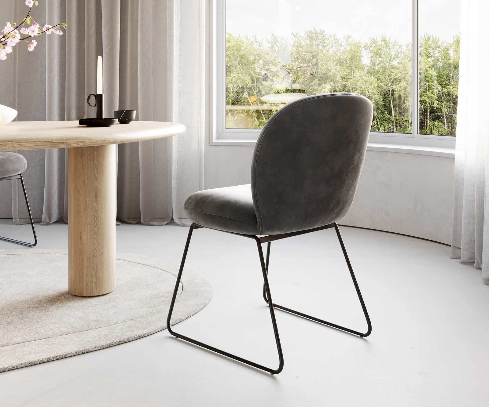 Esszimmerstuhl Nube-Flex Mikrofaser Anthrazit Vintage Kufengestell Schwarz Taschenfederkern 4 Esszimmerstuhl Nube-Flex Mikrofaser Anthrazit Vintage Kufengestell Schwarz Taschenfederkern 4