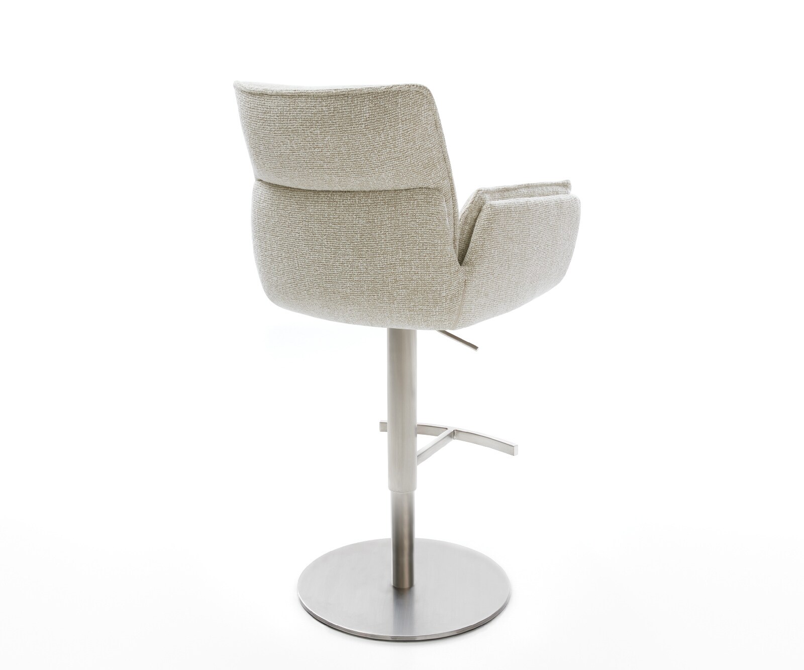 Barstuhl Nela-Flex Webstoff Soft Beige Drehfuß höhenverstellbar Edelstahl Silberfarben 5