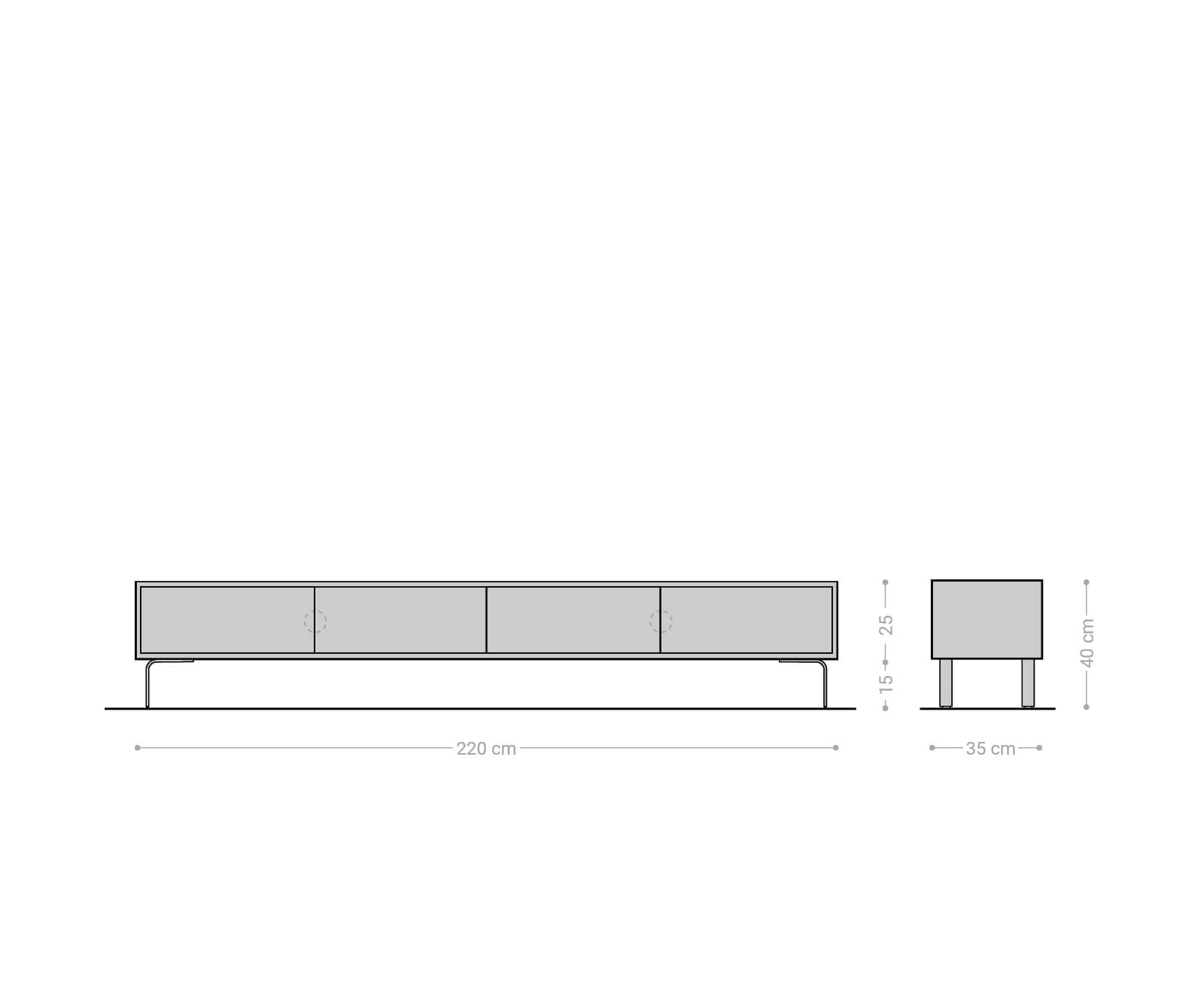 Buffet bas Fevo 220 cm acacia marron 4 portes 6 Buffet bas Fevo 220 cm acacia marron 4 portes 6