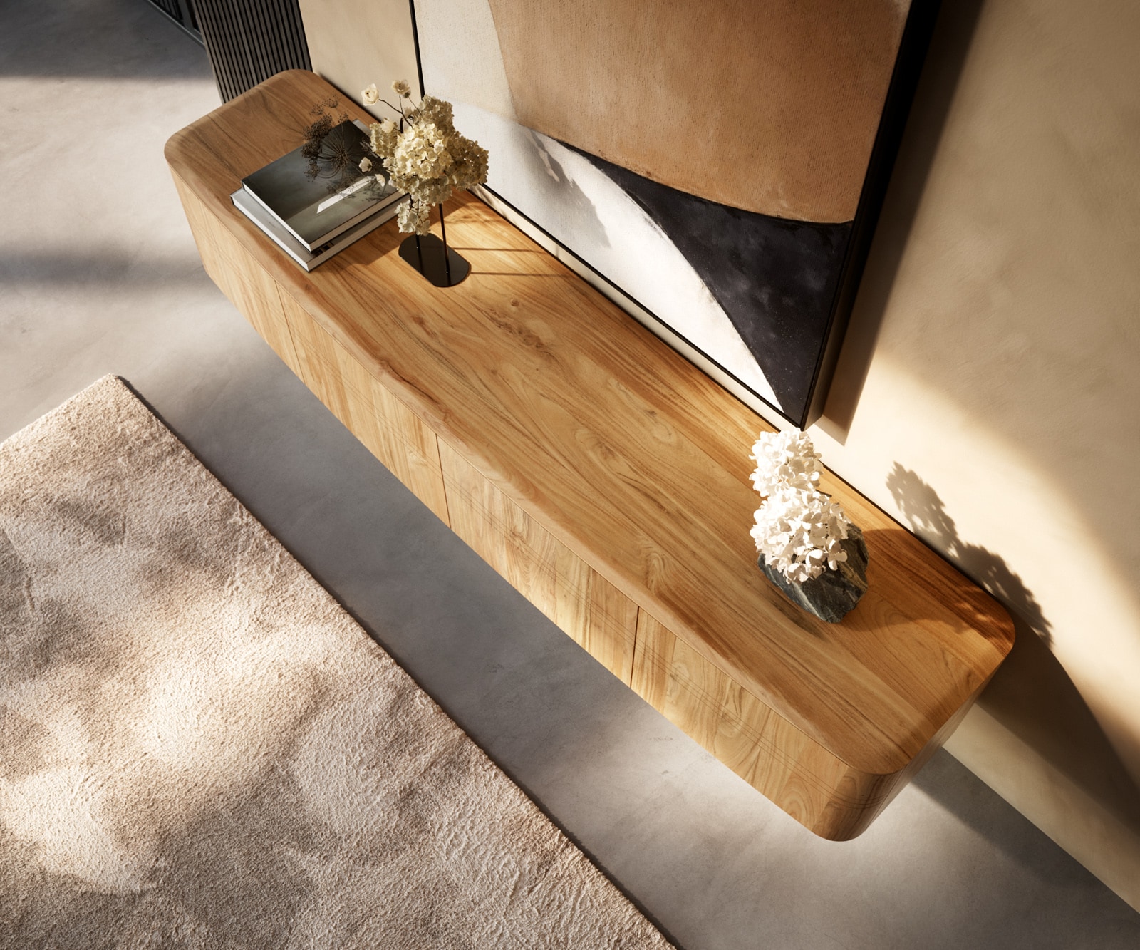 Lowboard Nagaru 220 cm Akazie Aura 4 Türen schwebend 3 Lowboard Nagaru 220 cm Akazie Aura 4 Türen schwebend 3