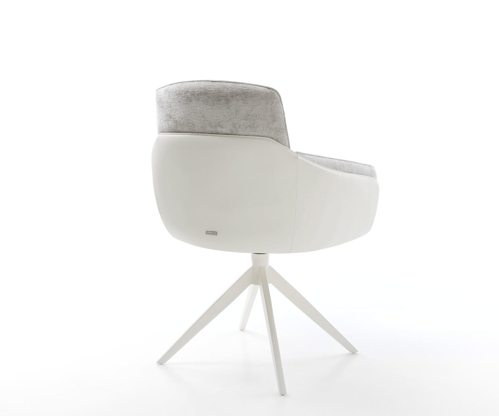 Drehstuhl Luan-Flex mit Armlehnen Materialmix Echtleder Weiß-Silbergrau Kreuzgestell breit Weiß 360° drehbar Wippfunktion 5 Drehstuhl Luan-Flex mit Armlehnen Materialmix Echtleder Weiß-Silbergrau Kreuzgestell breit Weiß 360° drehbar Wippfunktion 5