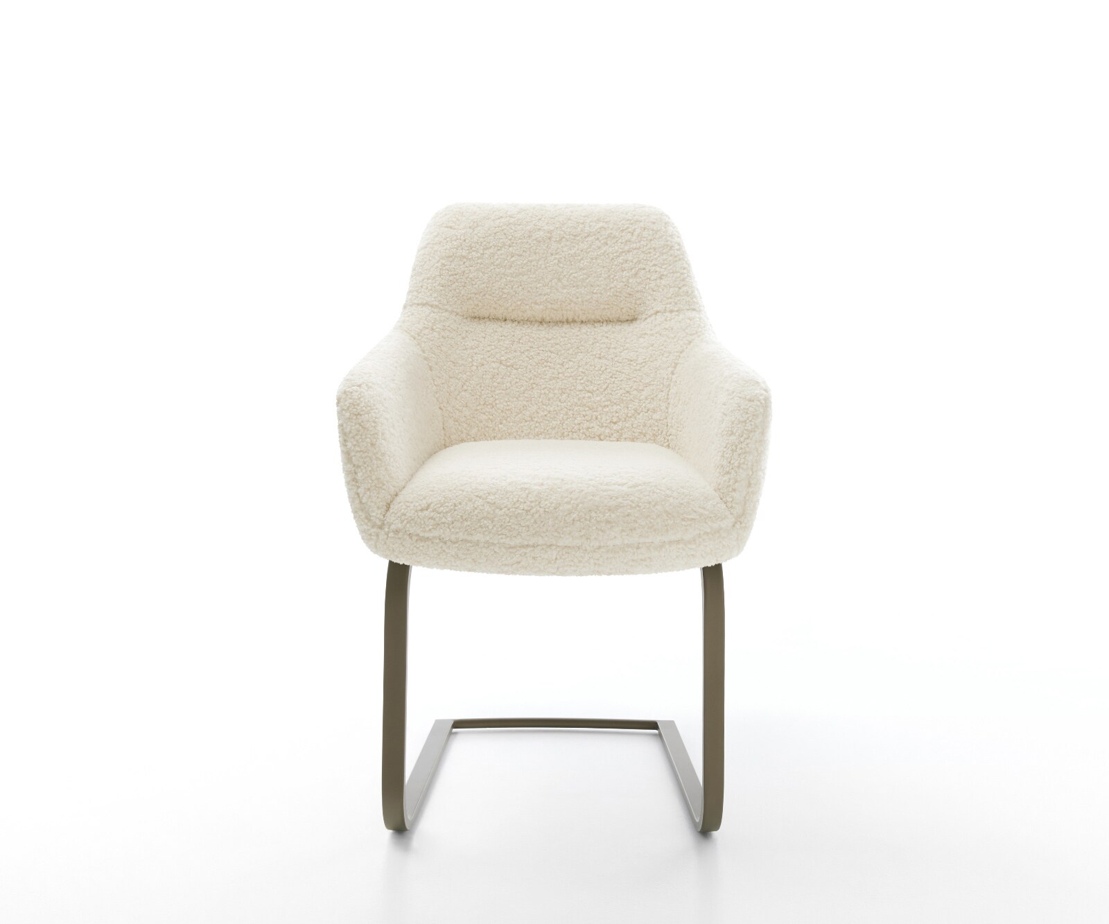 Freischwinger Pejo-Flex Teddystoff Beige Freischwinger flach Effektfinish Titan Taschenfederkern 1