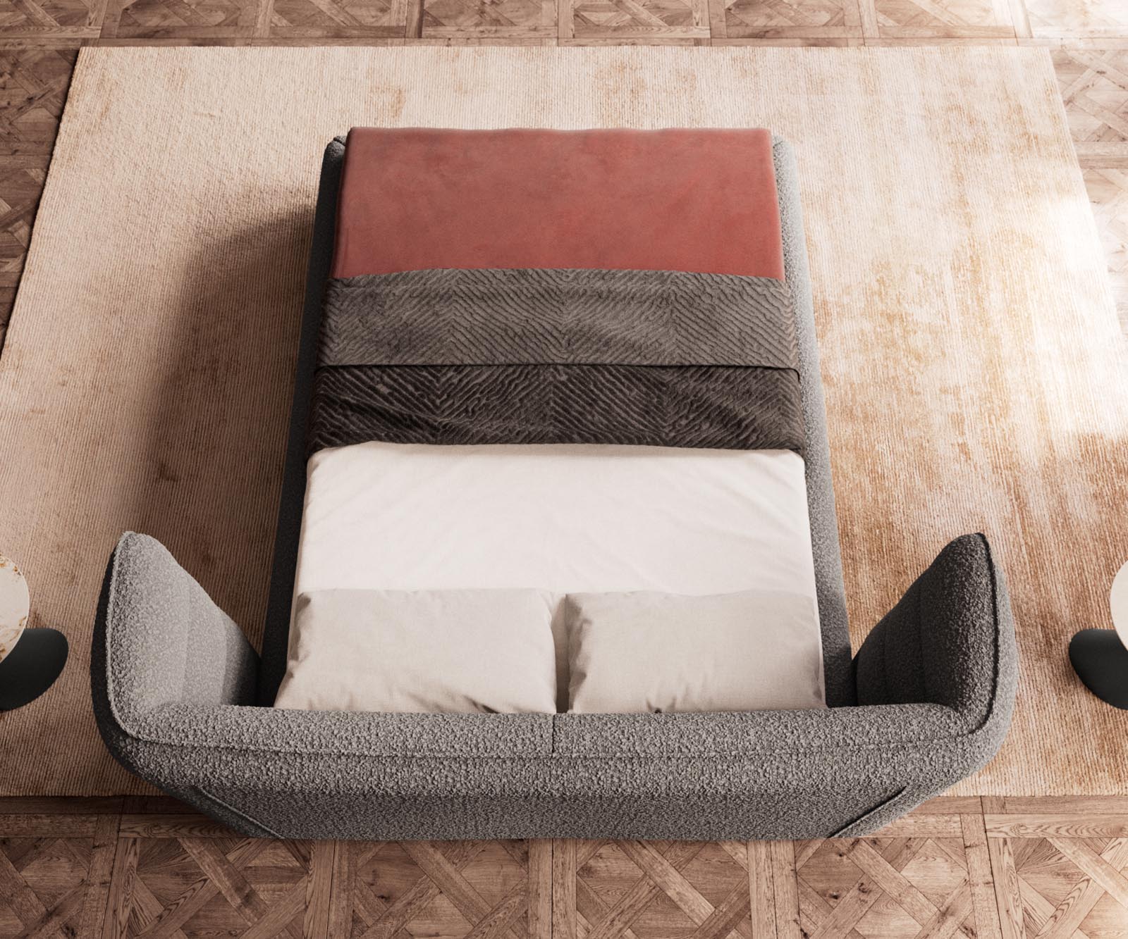 Sommier rembourré Simea 140x200 cm Bouclé Gris Argenté 6