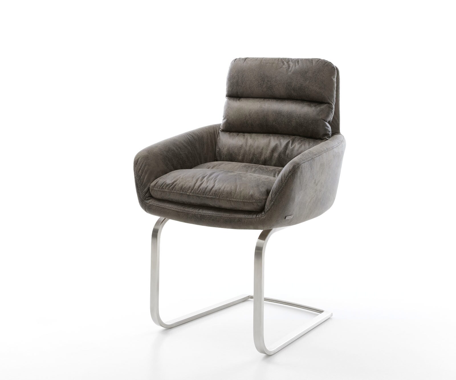 Schwingstuhl Abelia-Flex mit Armlehnen Grau Antik Freischwinger flach Edelstahl