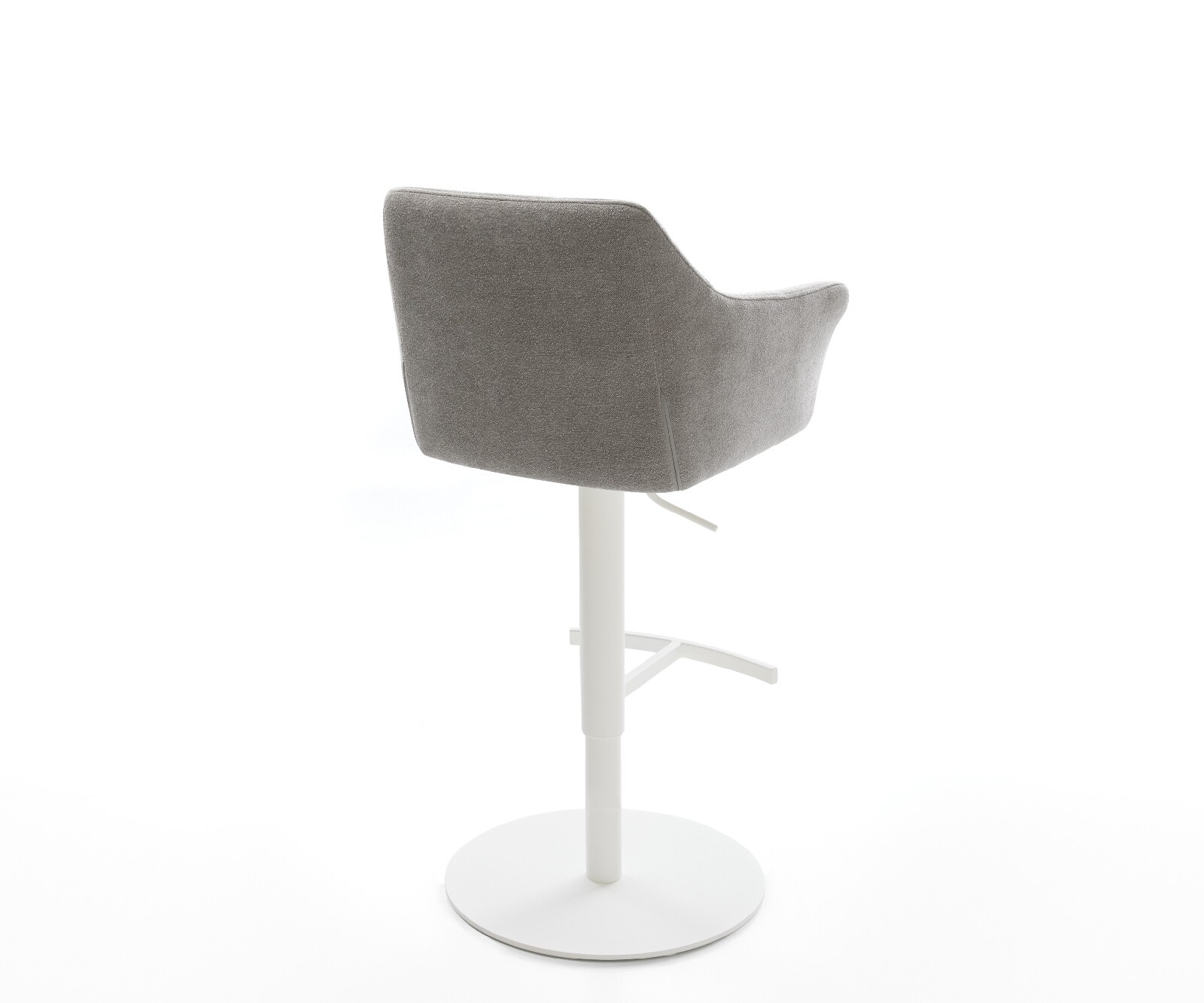 Chaise-de-bar Yulo-Flex Tissu structuré doux Gris Pied pivotant réglable en hauteur blanc Blanc 4