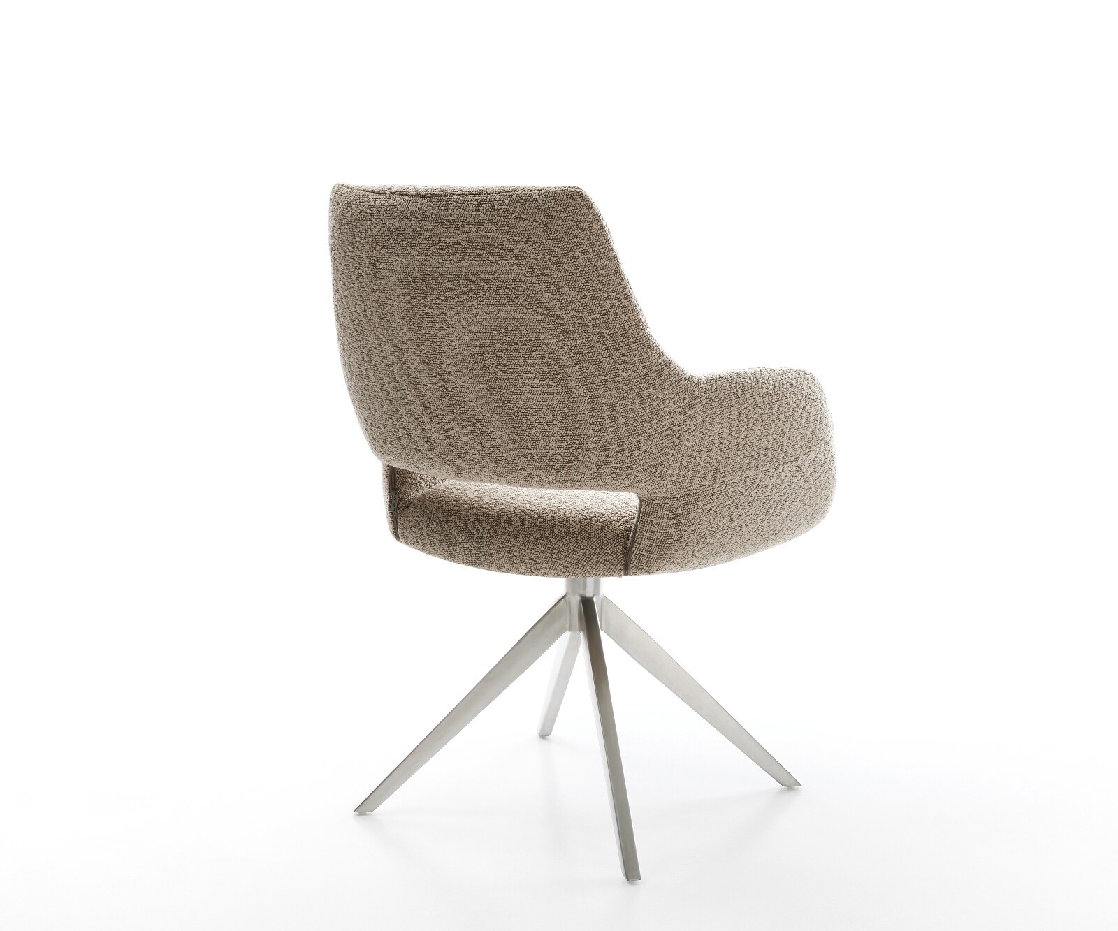 Chaise-pivotante Yago-Flex avec accoudoirs bouclé boue pied croisé large acier inoxydable pivotement sur 360° fonction bascule ressorts ensachés 4