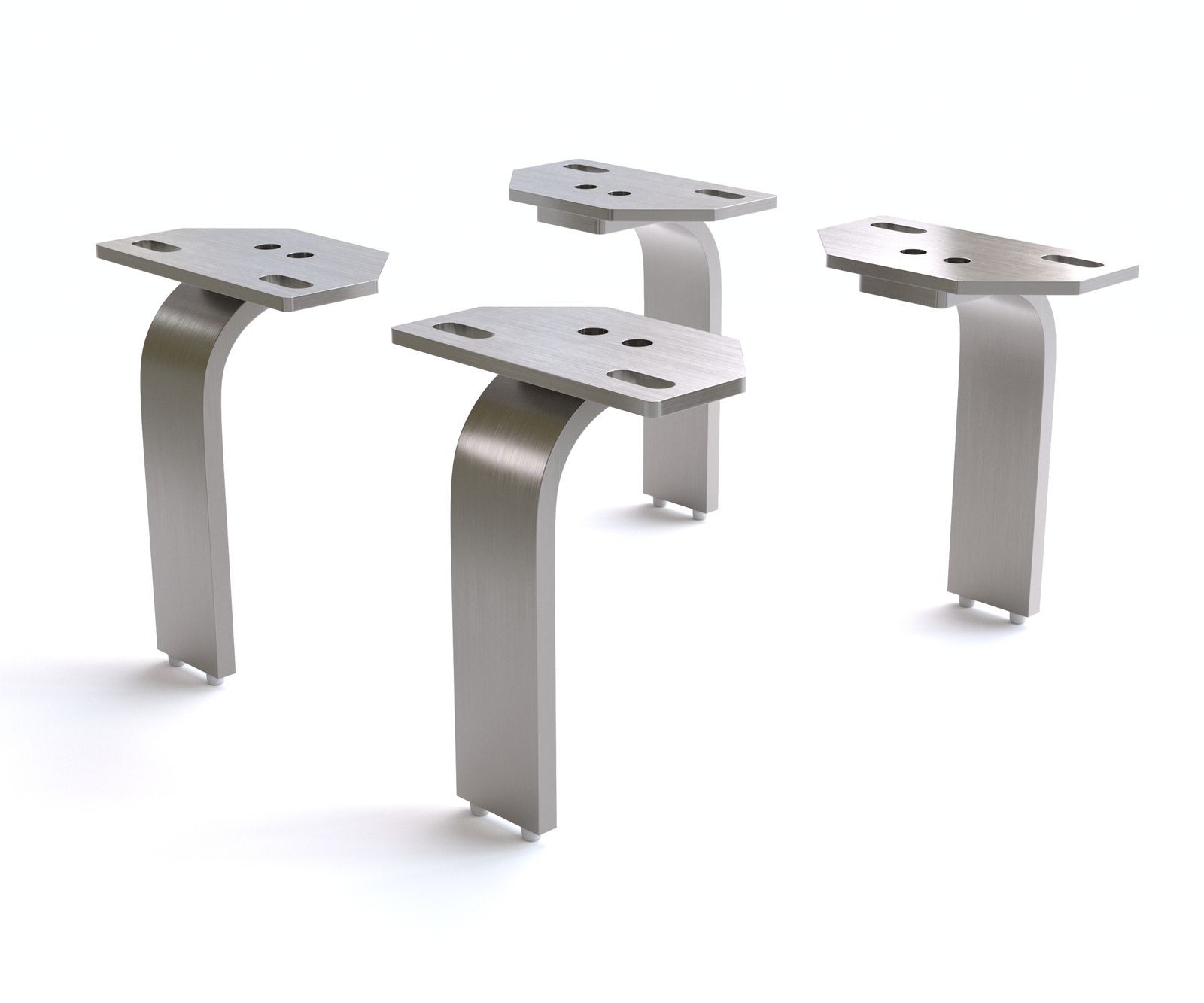 Pied-en-L 15 cm acier inoxydable brossé pour tous types de meubles (set de 4)