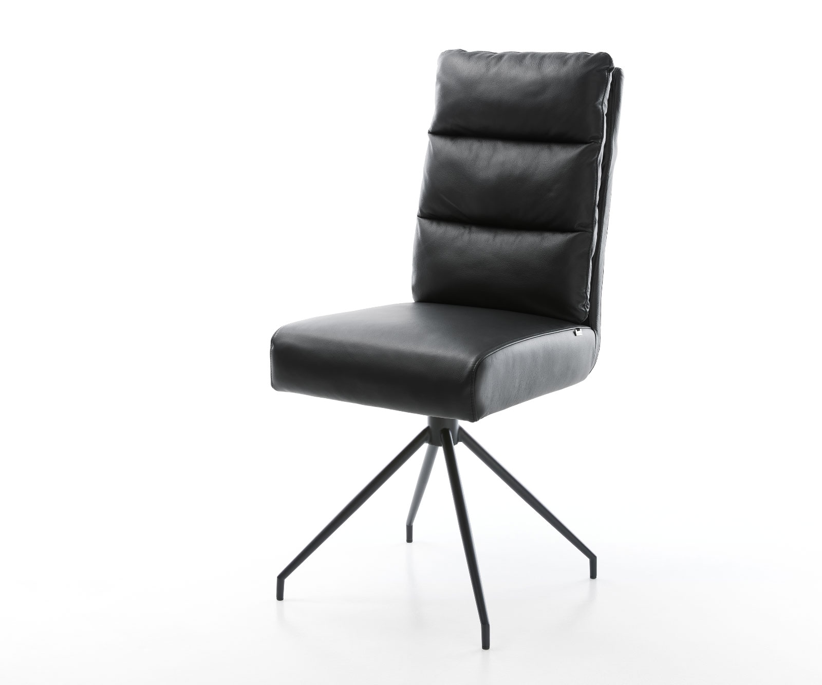 Drehstuhl Pela-Flex Echt-Leder Schwarz Kreuzgestell konisch Schwarz 180° drehbar Taschenfederkern