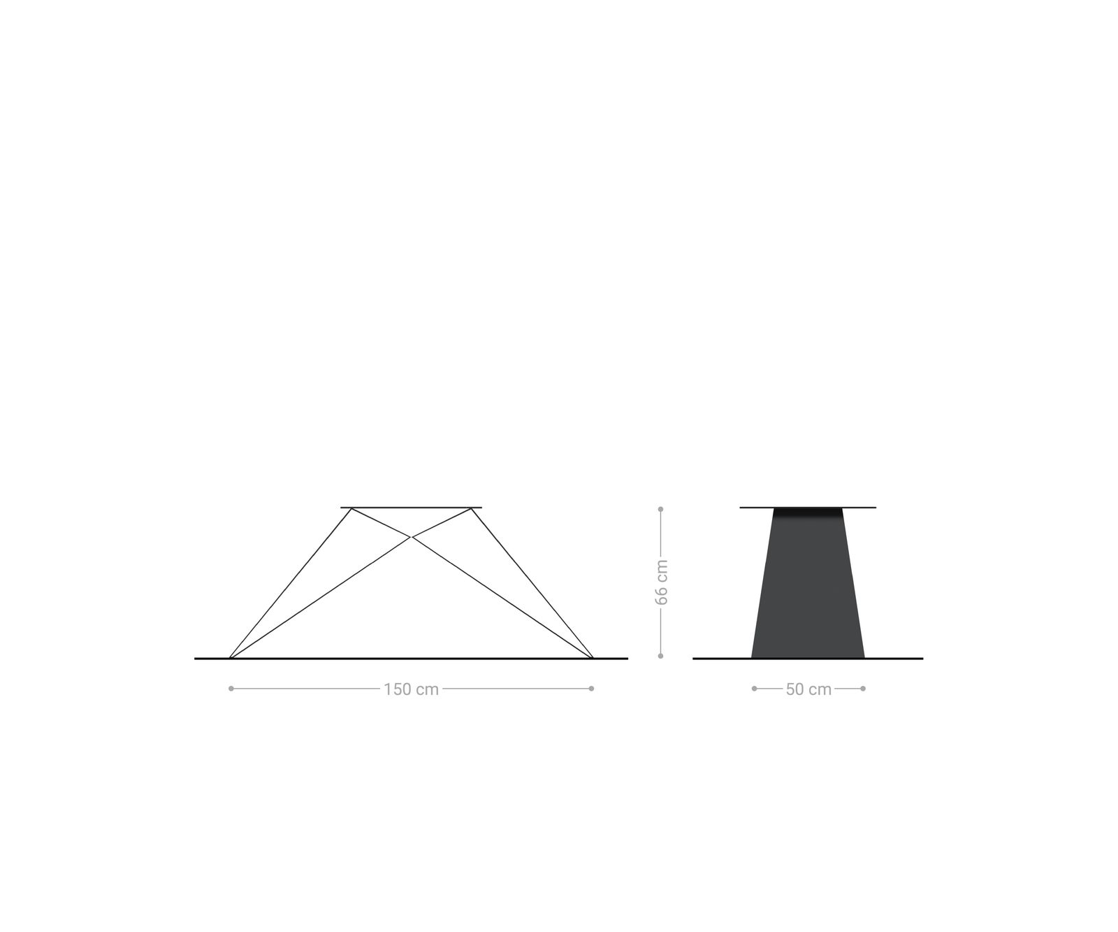 V-Gestell Flachstahl Metall Schwarz für Ausziehtische von 180-300 cm 3