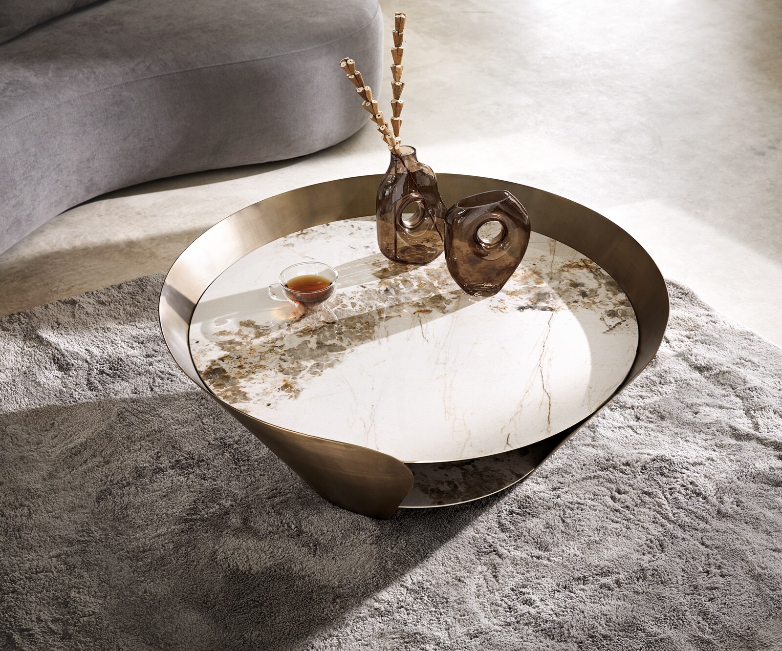 Table-basse Skafi 100x40 cm céramique Minas Melange Metallic Gold 3