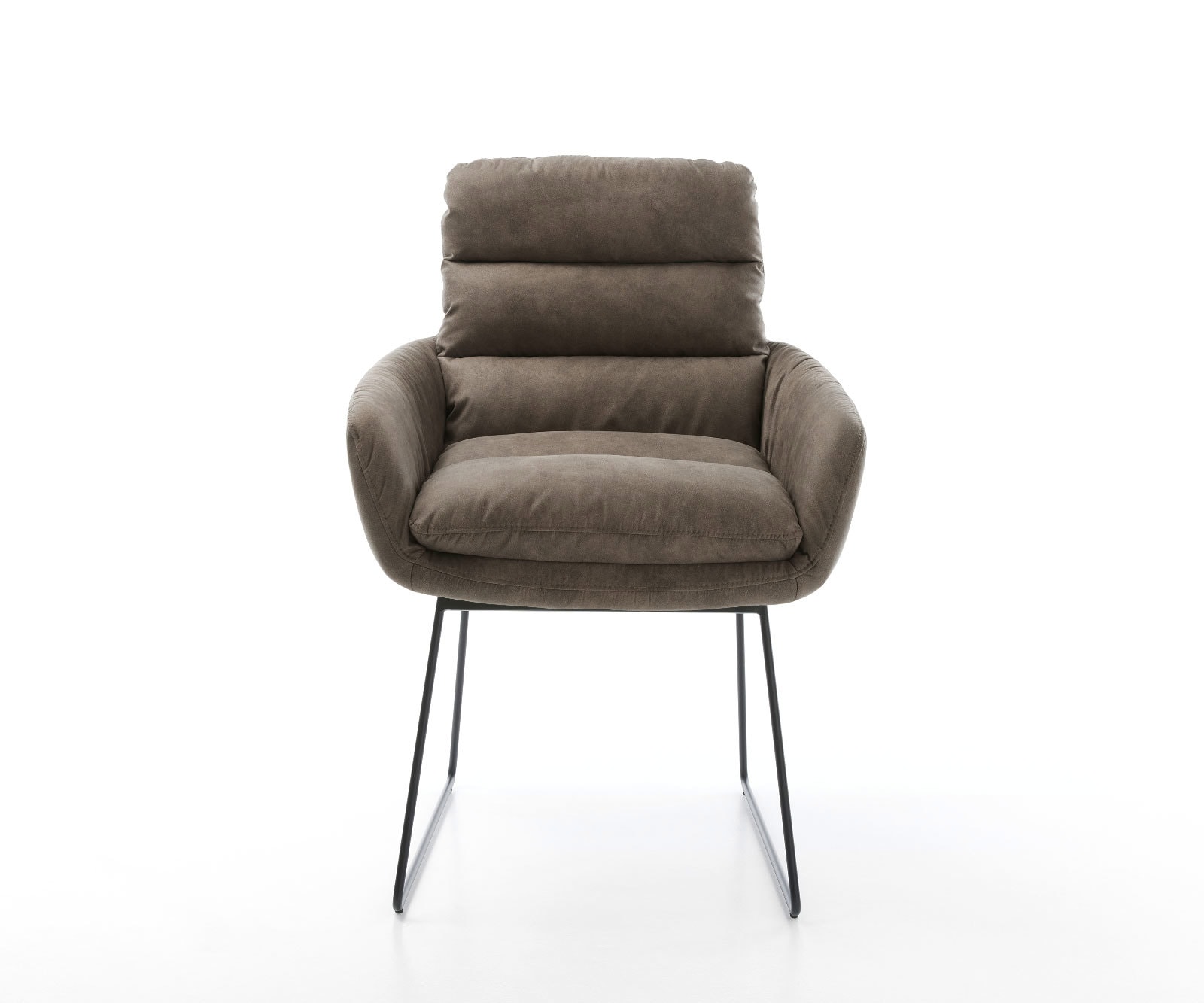 Esszimmerstuhl Abelia-Flex mit Armlehnen Mikrofaser Taupe Vintage Kufengestell Schwarz 2
