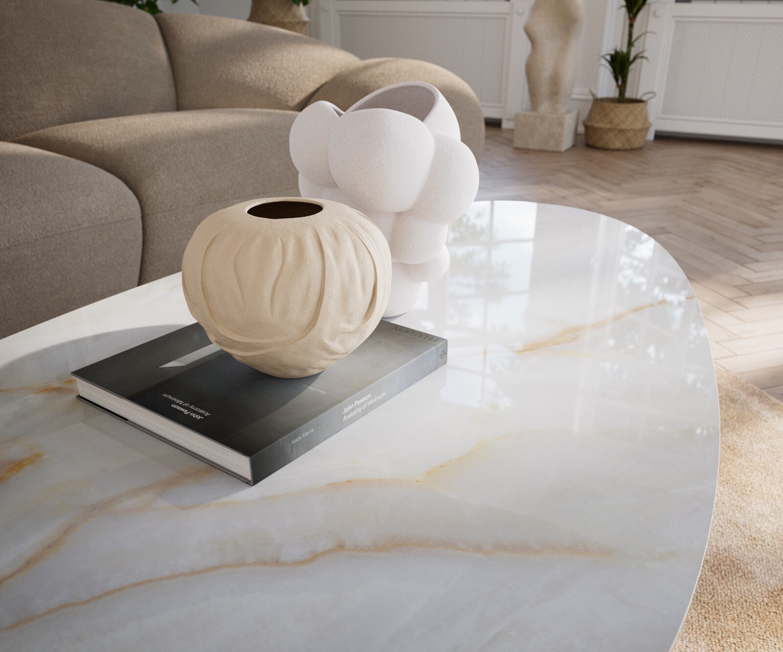 Couchtisch Edge Oval 140x75 cm Keramik Onyx Pearl Vibany Metall Schwarz 5