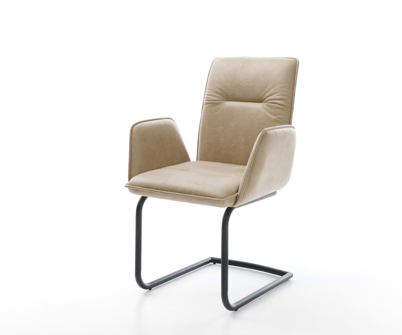 Freischwinger Vinja-Flex Mikrofaser Beige Vintage Freischwinger rund Schwarz 1