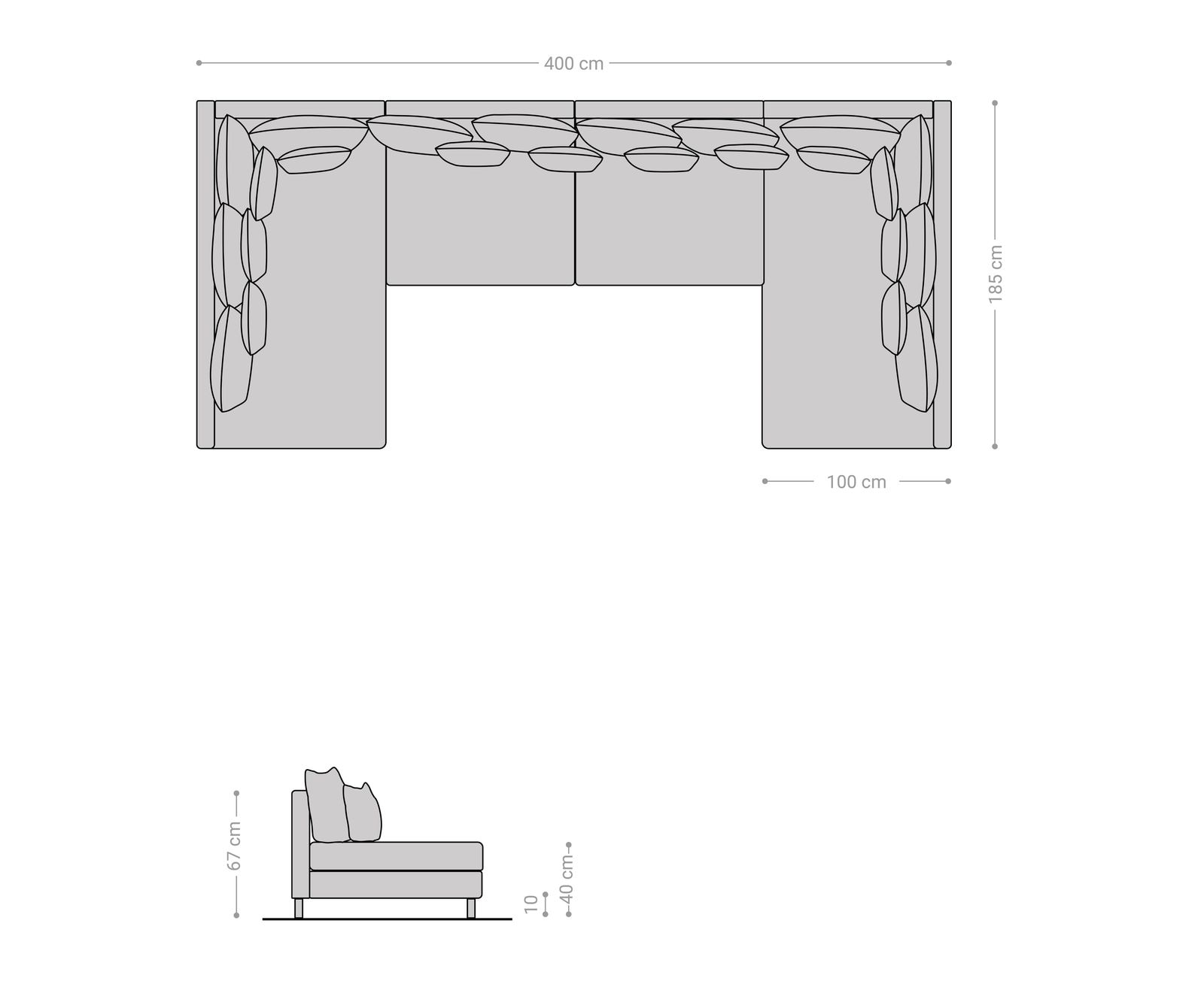 Canapé Clovis XL blanc canapé modulaire gris clair  7