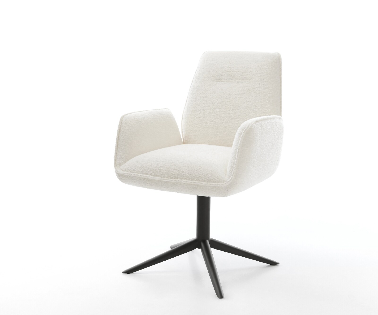 Chaise-pivotante Zoa-Flex bouclé doux beige pied de chaise 4 branches noir pivotement sur 360° fonction bascule resorts ensachés