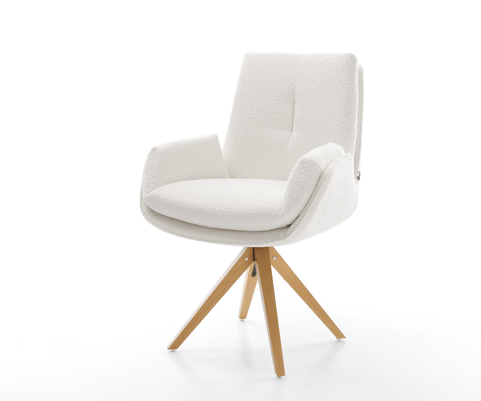 Drehstuhl Clea-Flex Bouclé Creme-Weiß Kreuzgestell breit Edelstahl 360° drehbar Wippfunktion 1