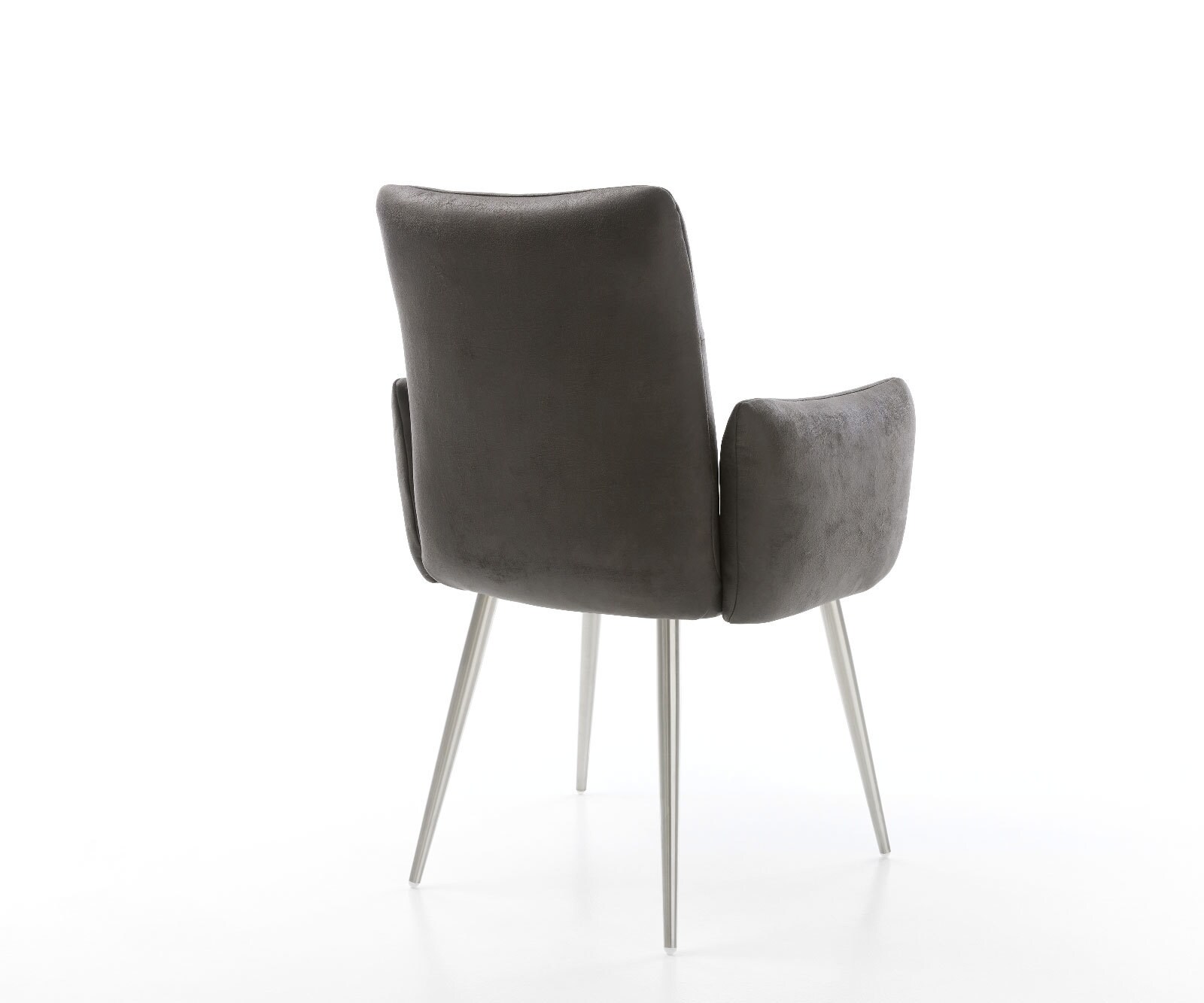 Esszimmerstuhl Jova-Flex mit Armlehnen Mikrofaser Anthrazit Vintage 4-Fuß konisch Edelstahl Taschenfederkern 4