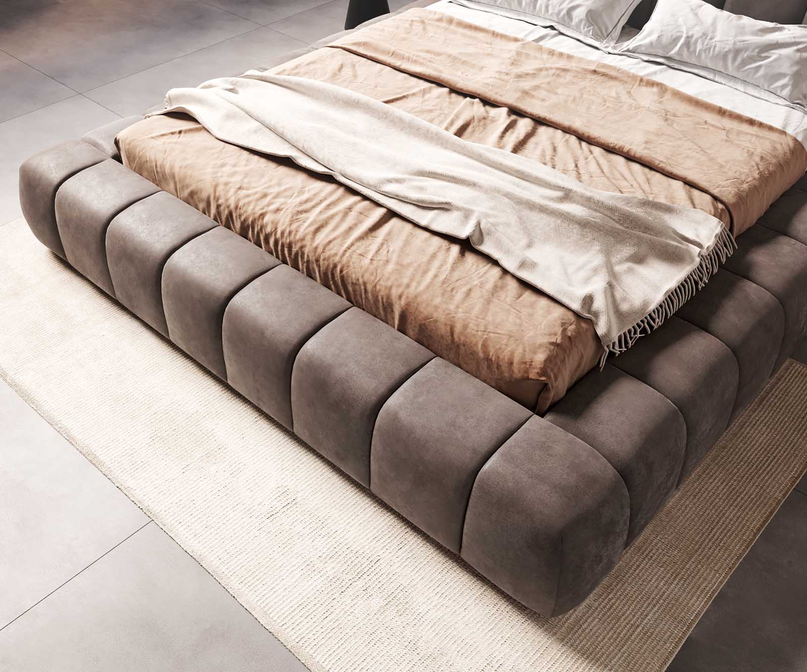 Polsterbettgestell Cutio 180x200 cm Mikrofaser Taupe Vintage 5 Polsterbettgestell Cutio 180x200 cm Mikrofaser Taupe Vintage 5